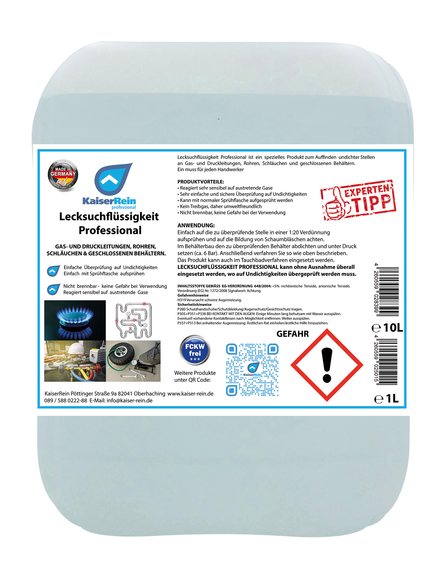 Lecksuchspray 10 L Kanister für Gas für Luft Gasgrill  Lecksuche luft Lecksuche gas