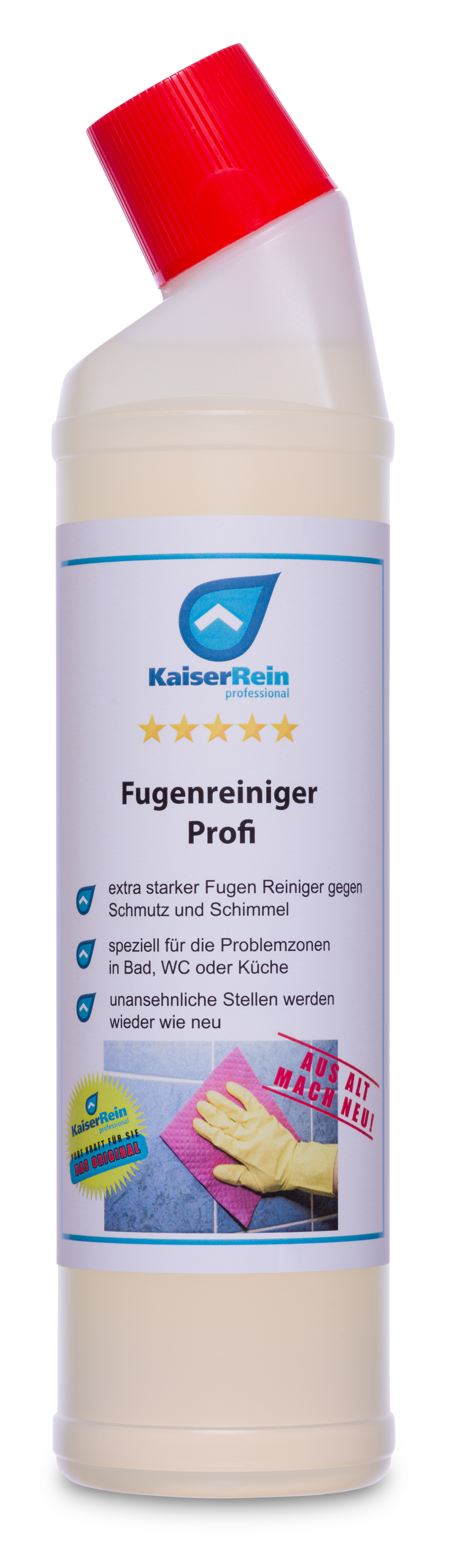 Fugenreiniger flüssig 750 ml Für Bad, Küche, Dusche und Fliesen Grund-Reiniger gegen Schimmel macht unansehnliche Fugen wieder strahlend weiß