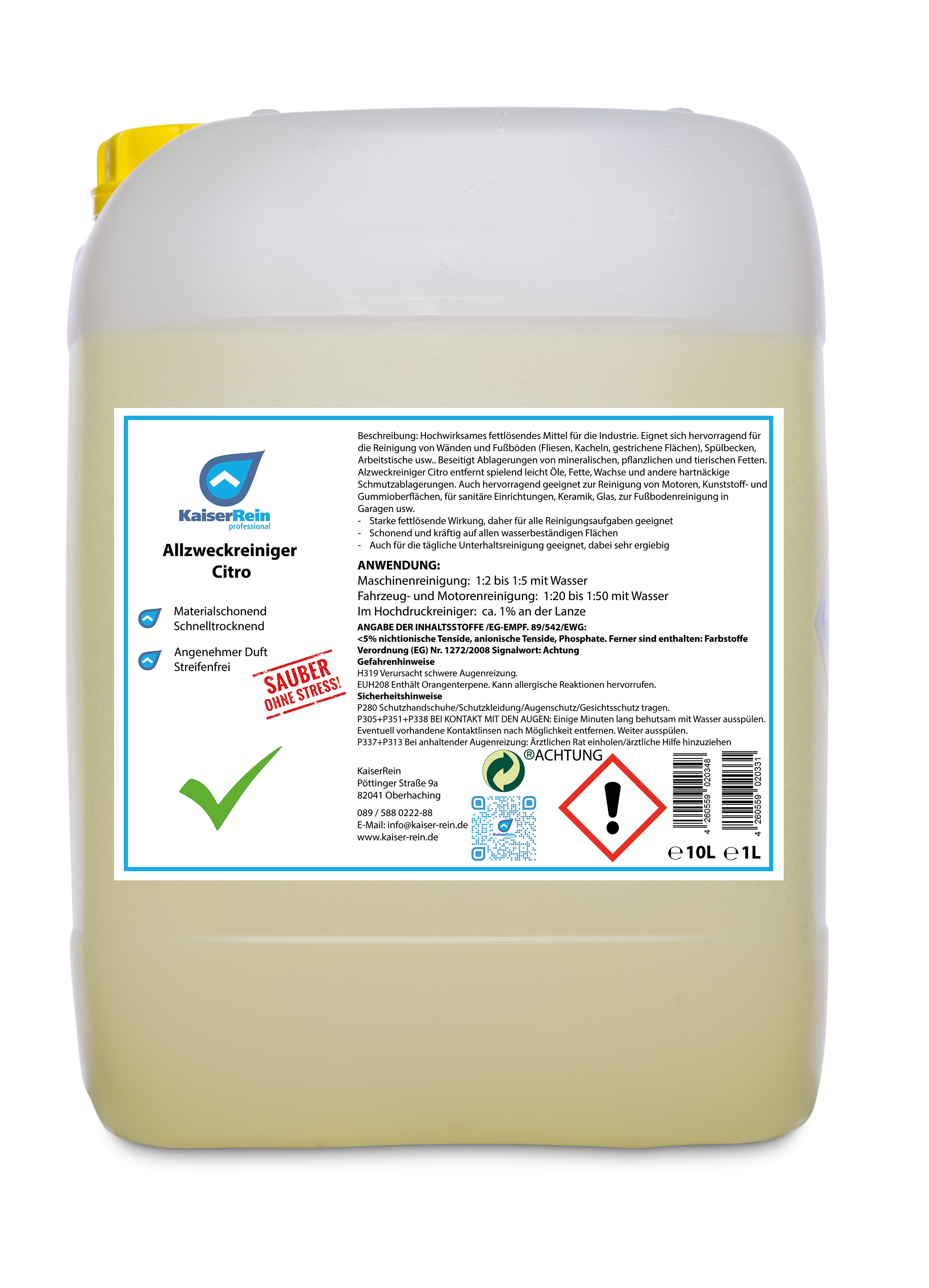Allzweckreiniger-gelb-C62-317-Kanister-Gross-46-14-Delivery Citrus Allzweckreiniger Wirkt kraftvoll, trocknet schnell Reinigt streifen- und rückstandsfrei 10 L