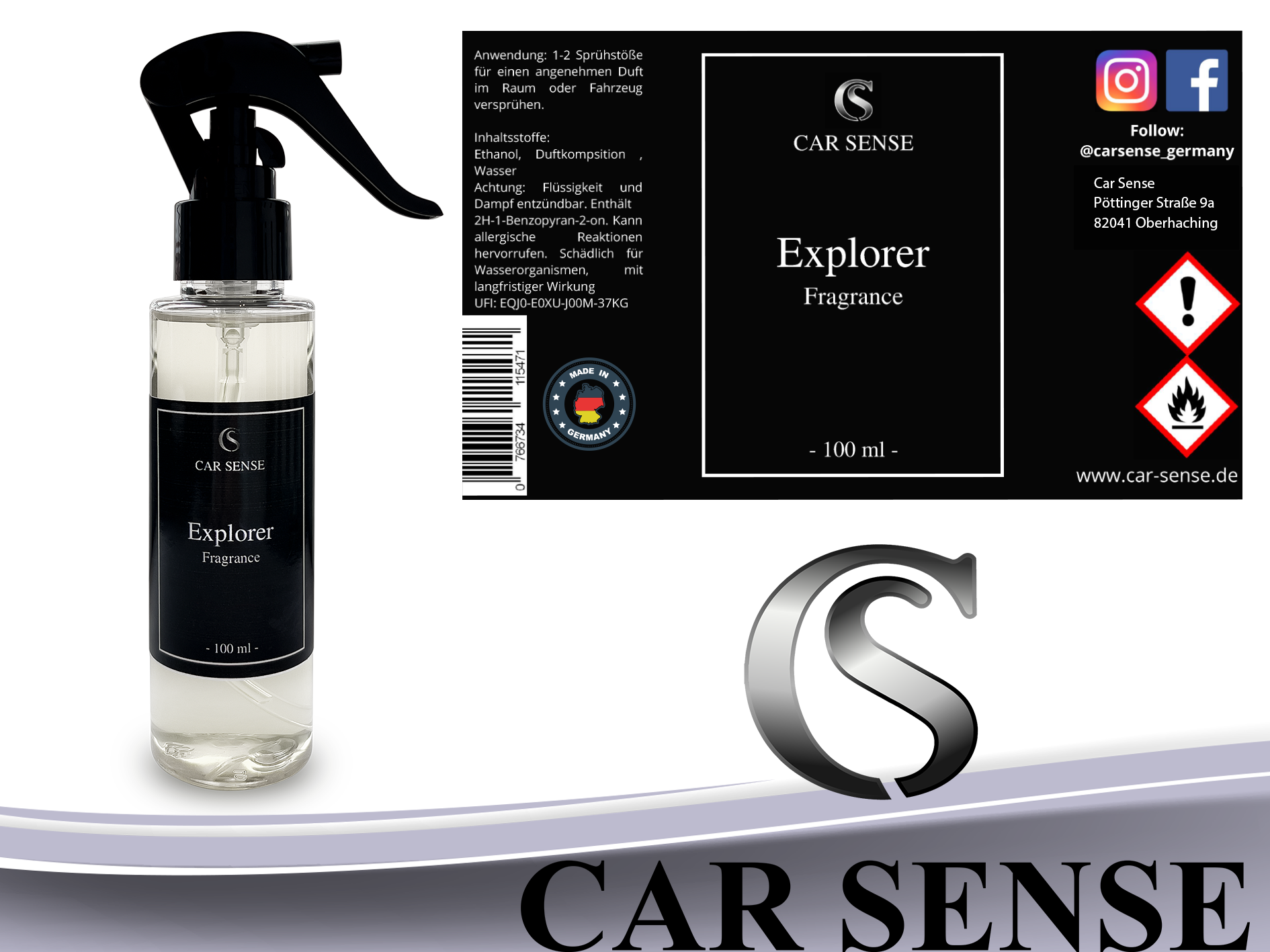 Car Sense Explorer Auto-parfüm 100 ml Sprühflasche der perfekte Duft für dein Fahrzeug