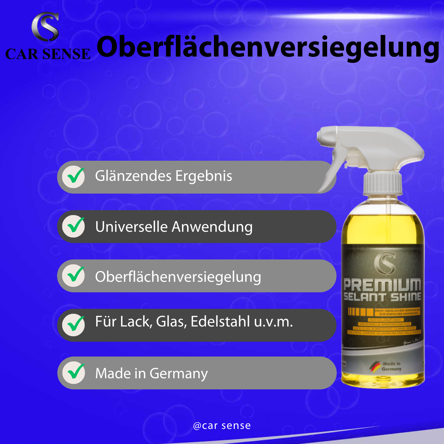 Car Sense Premium Selant Shine Premium seidenmatte Glanzversiegelung auf Polymerbasis | Für Oberflächen an Fahrzeugen | Langzeitschutz mit hohem Glanzgrad | Vielseitig anwendbar