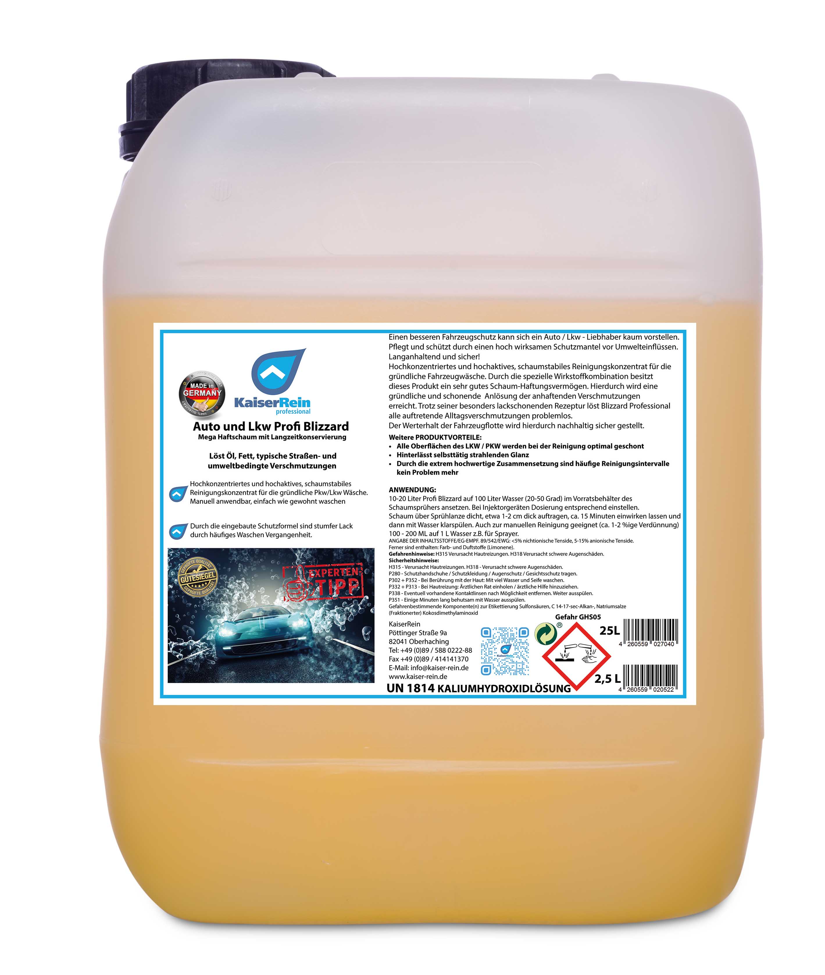 Premium Auto Autoschampoo Active + 2,5 L Kanister Auto und Lkw Profi Blizzard Mega Haftschaum Premium Auto Autoschampoo Active + 2,5 L Kanister Auto und Lkw Profi Blizzard Mega Haftschaum