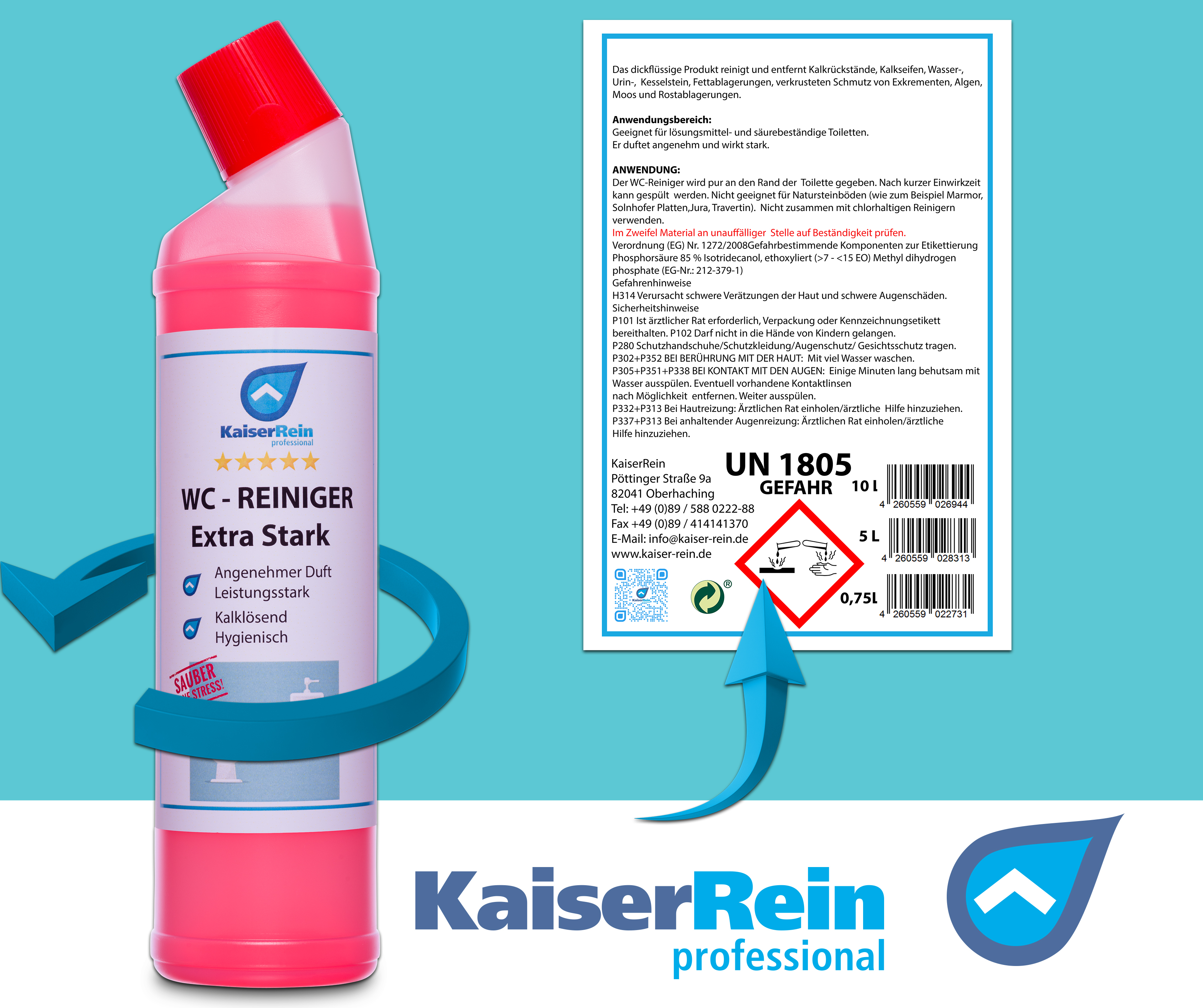 KaiserRein Profi WC - Reiniger extra Stark Urinsteinentferner Urinsteinlöser