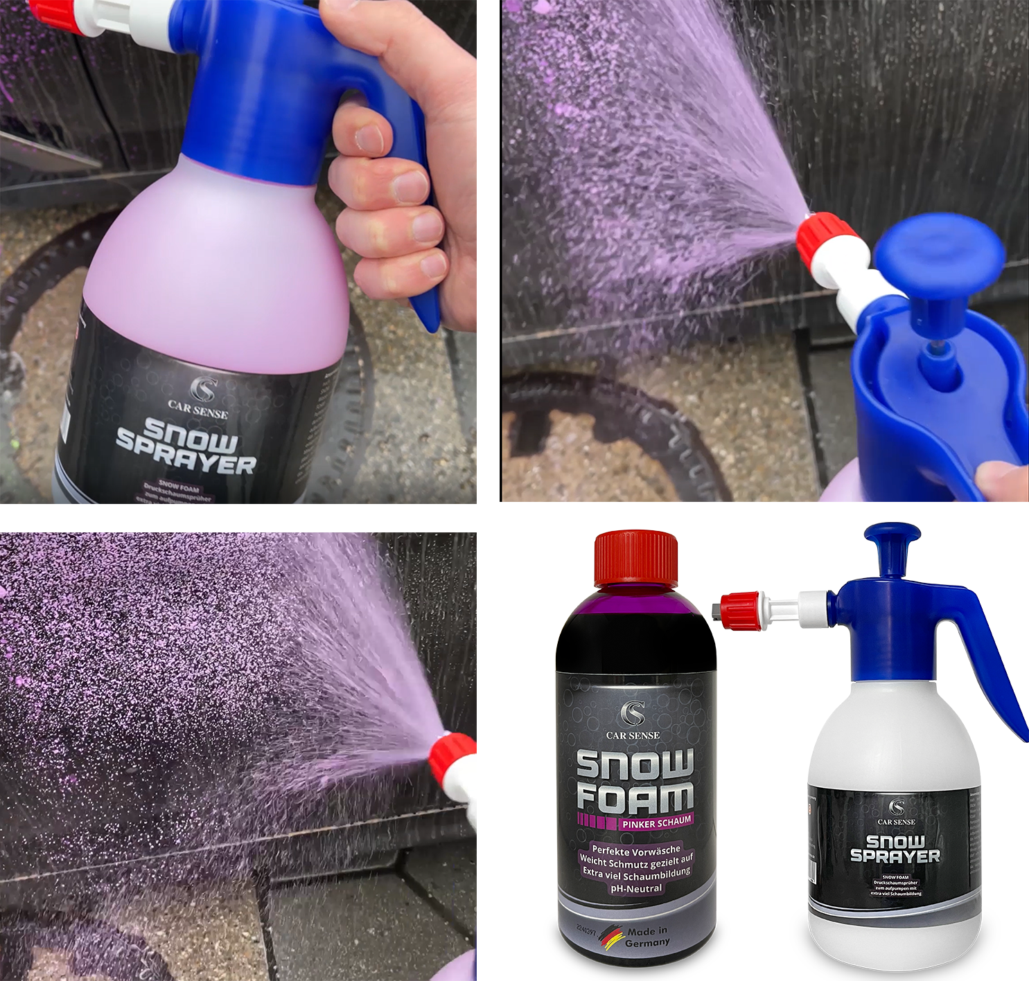 Car Sense Snow Foam pinker Schaum 0,5L gründlicher Auto Schaumreiniger