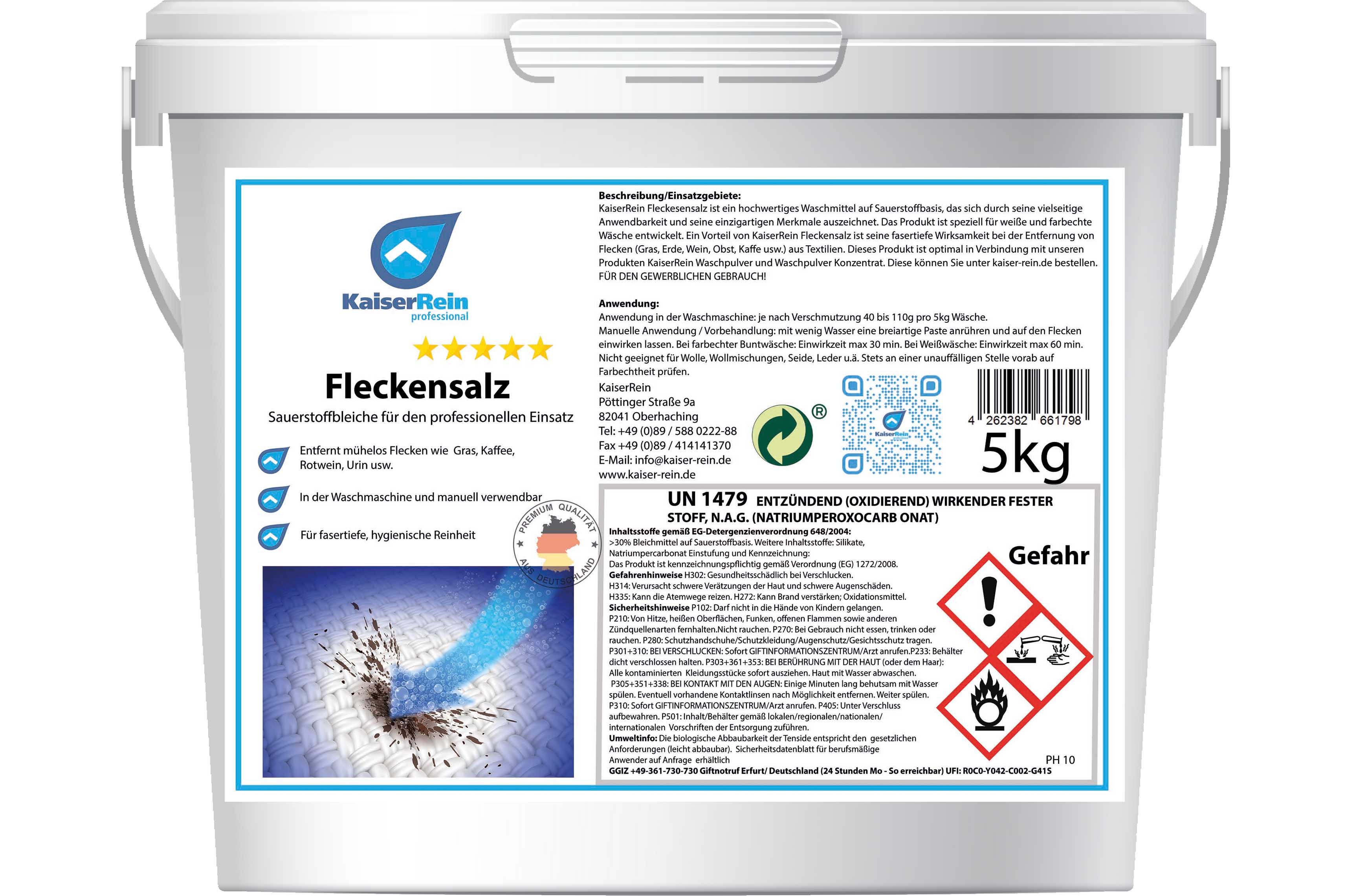 Fleckensalz - Sauerstoffbleiche für strahlend weiße Wäsche - Natriumpercarbonat Pulver - Bleichmittel für Waschmaschine - Entfärber für reine Wäsche Fleckensalz - Sauerstoffbleiche für strahlend weiße Wäsche - Natriumpercarbonat Pulver - Bleichmittel für Waschmaschine - Entfärber für reine Wäsche