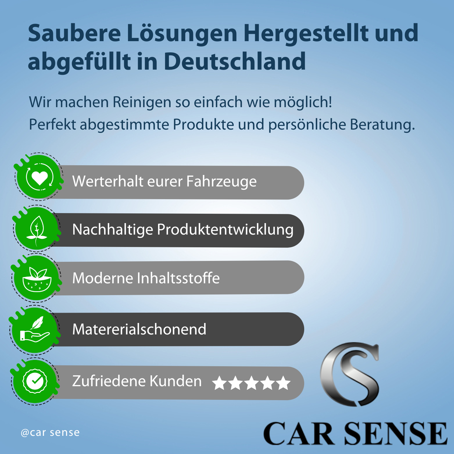 Car Sense Premium Kunststoffpolitur - Schonende Politur für glänzende Kunststoffoberflächen an Auto, Motorrad & Co. - Entfernt Kratzer, Verunreinigungen & mehr