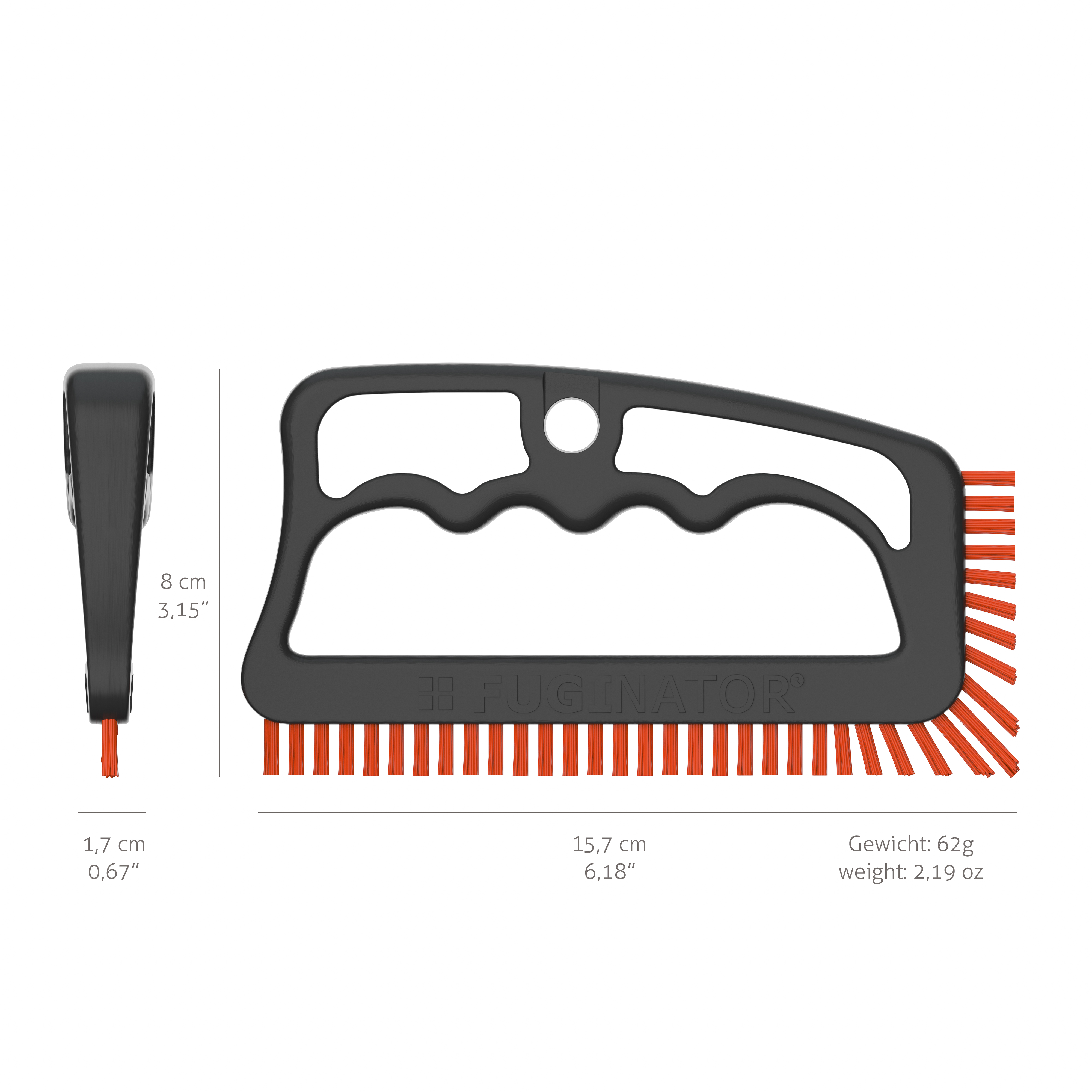 Fuginator® Fugenbürste RECYCLING - grau/orange