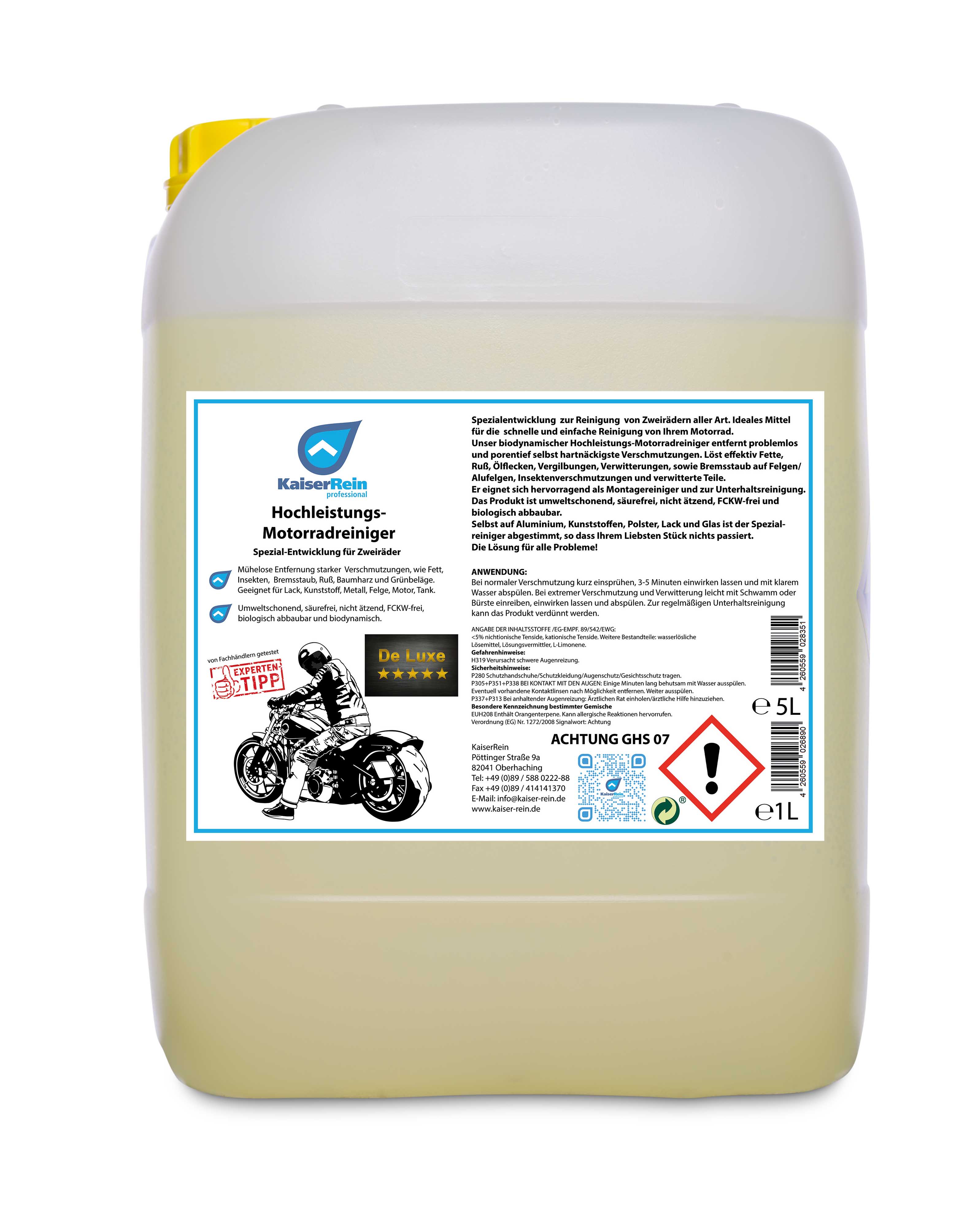Hochleistungs- Motorrad- und Zweirad-Reiniger 5 L Kanister Spezial-Entwicklung für Zweiräder Hochleistungs- Motorrad- und Zweirad-Reiniger 5 L Kanister Spezial-Entwicklung für Zweiräder