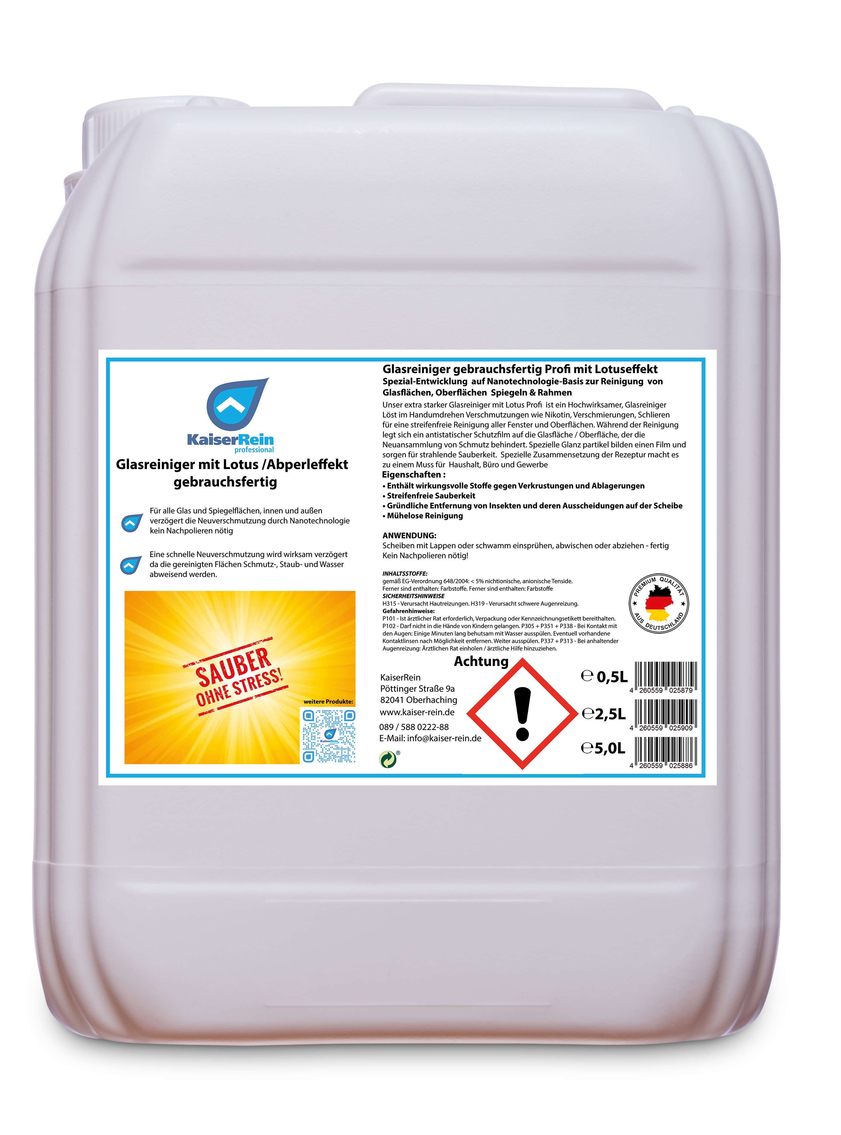OE-5-L-Kanister-neu-Weis-000096_ed Profi Glasreiniger mit Lotus-effekt (Abperleffelt) gebrauchsfertig 5 L Nachfüll Kanister
