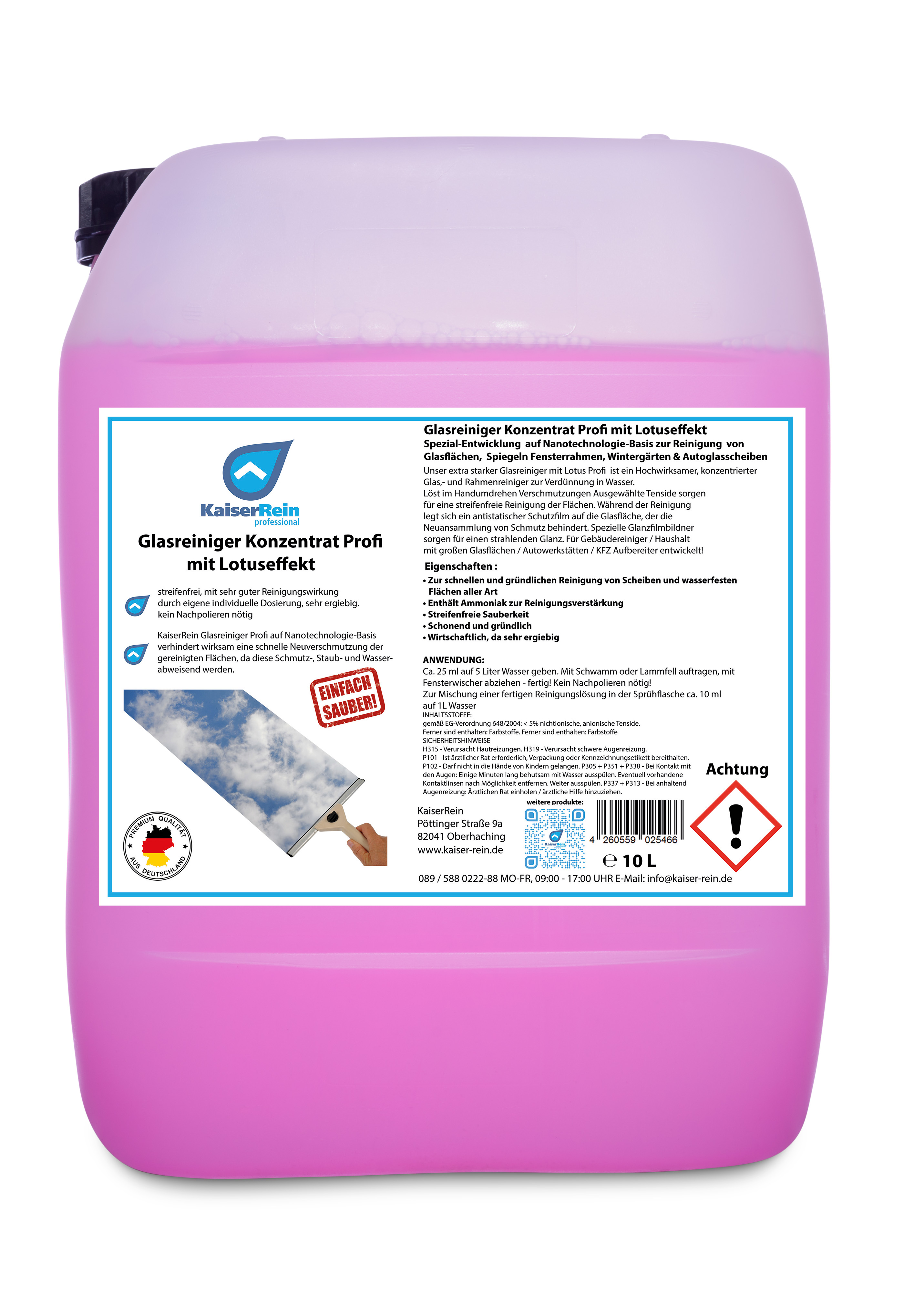 aaa-Glasreiniger-10-L-Kanister-327-Kanister-Gross-45-30-Delivery Glasreiniger Konzentrat Profi mit Lotuseffekt 10L