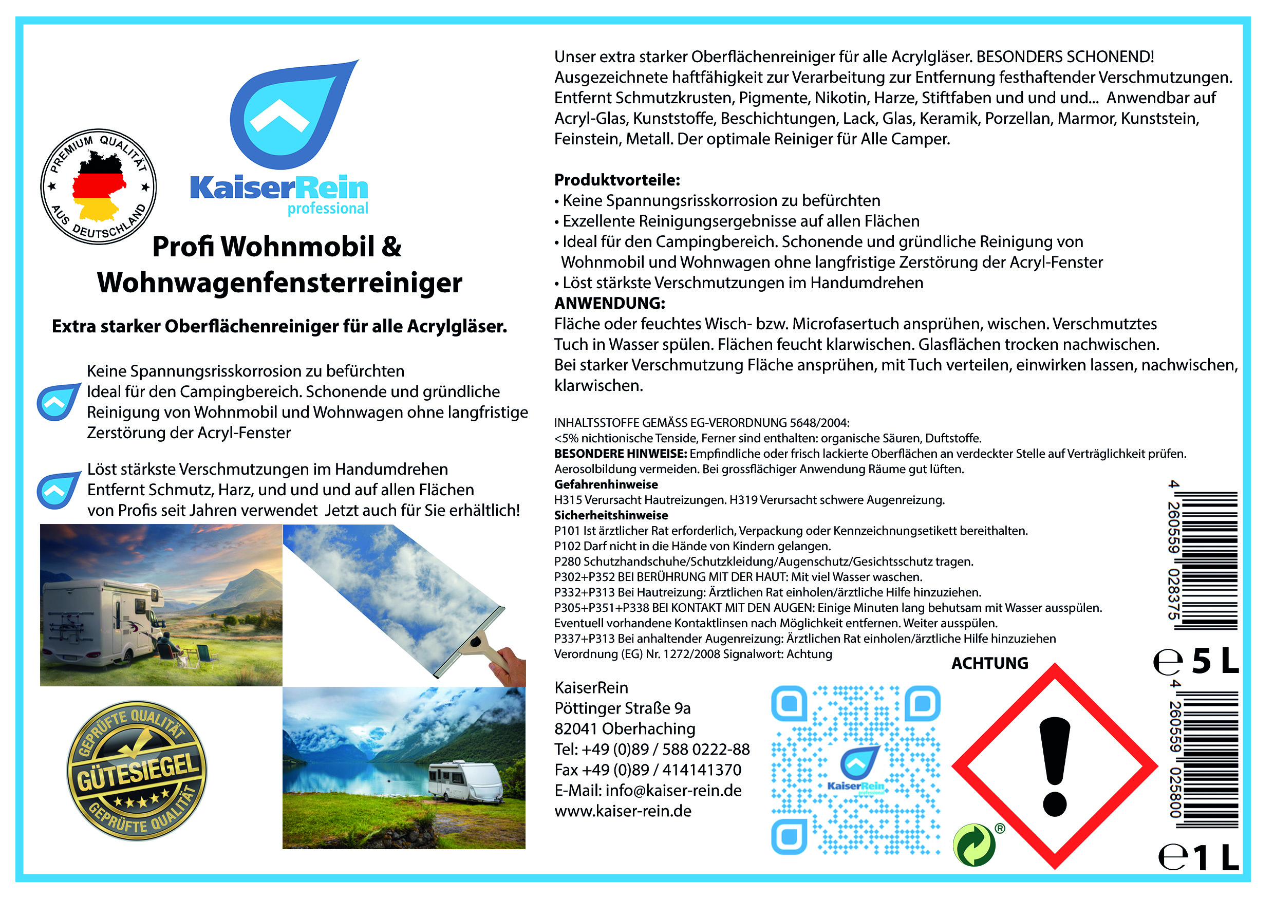 Profi Wohnmobil,- & Wohnwagenfensterreiniger für alle Acrylgläser