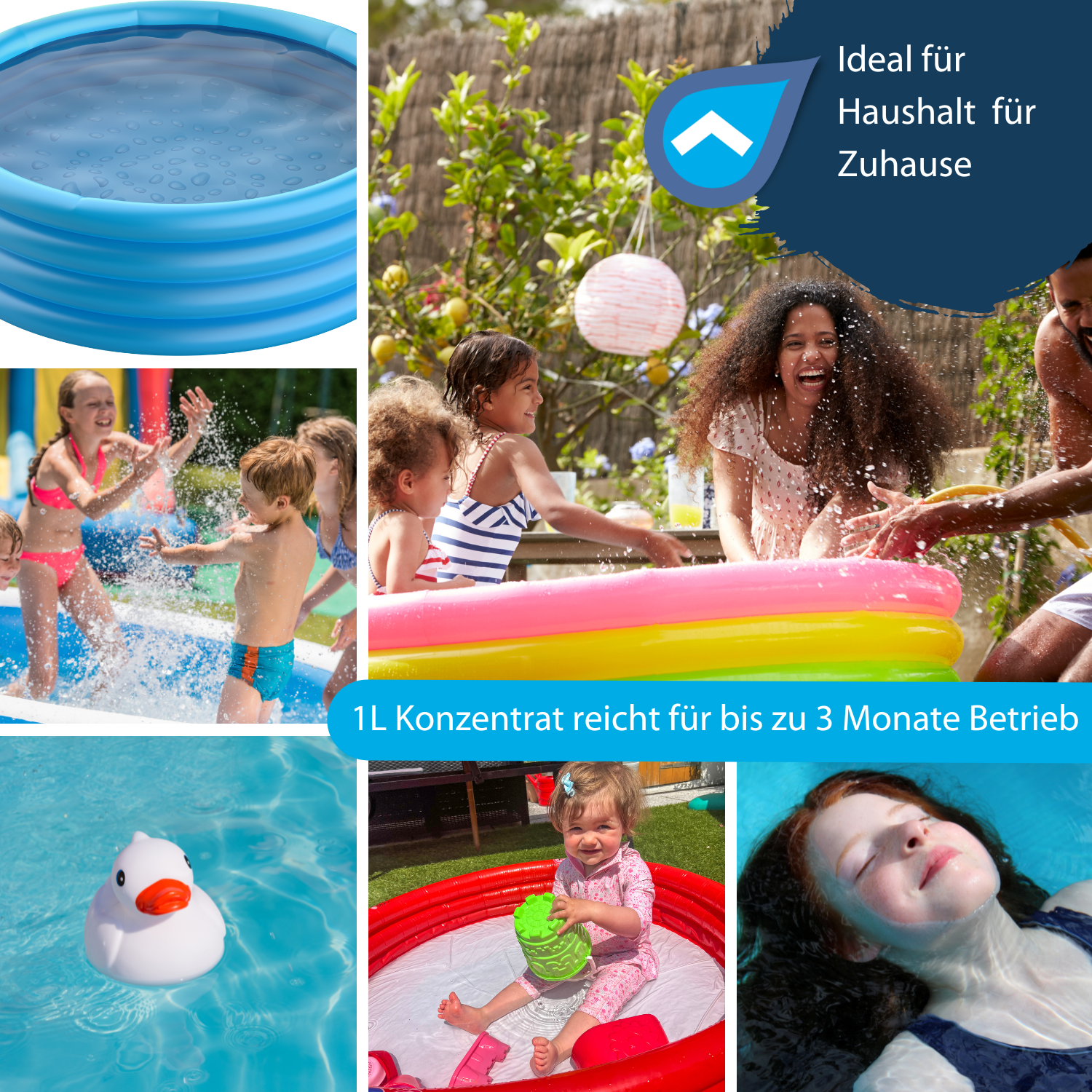 Planschbecken und Pool Desinfektion 5 L Kanister Spezialprodukt zur Desinfektion und Reinigung von Kinder- Planschbecken