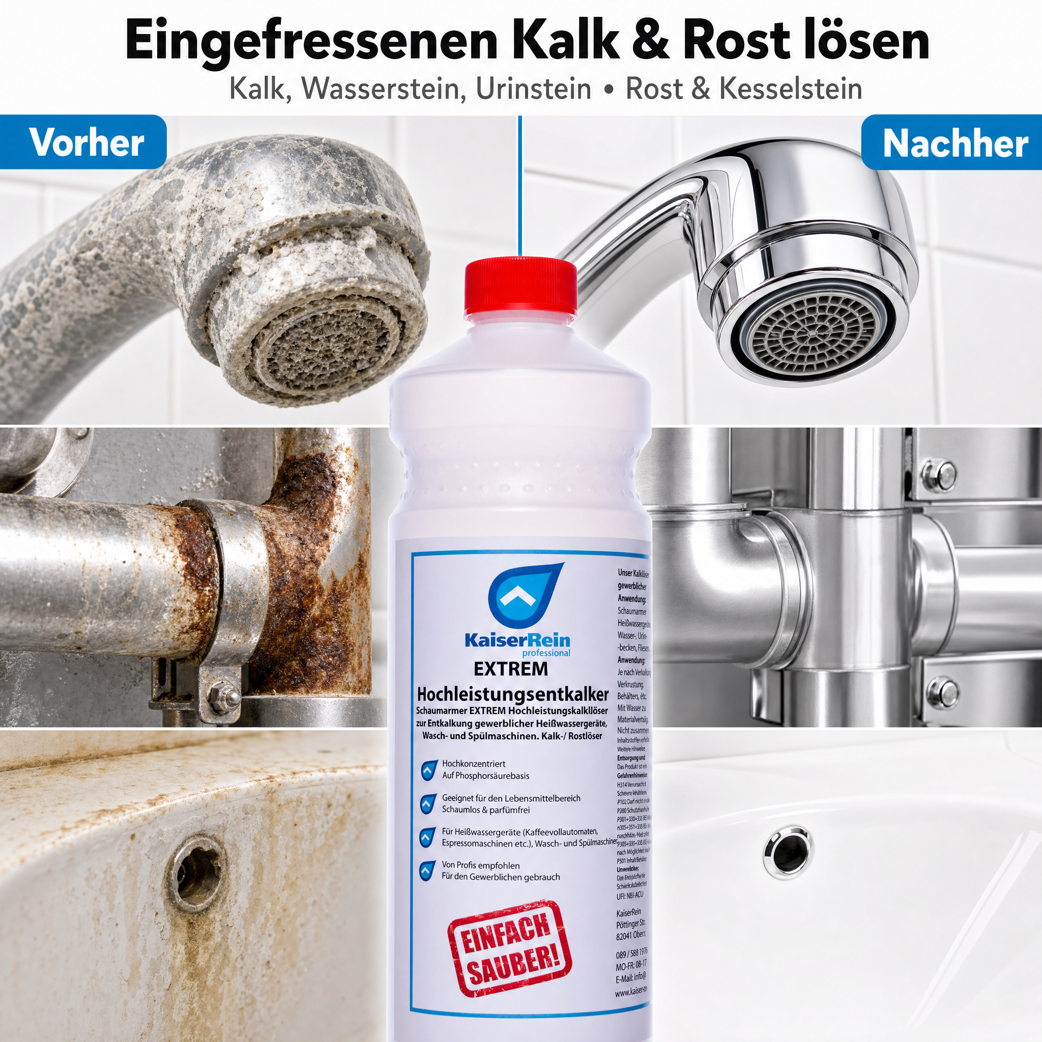Extrem Hochleistungsentkalker flüssig Kalklöser / Rostlöser Entkalker