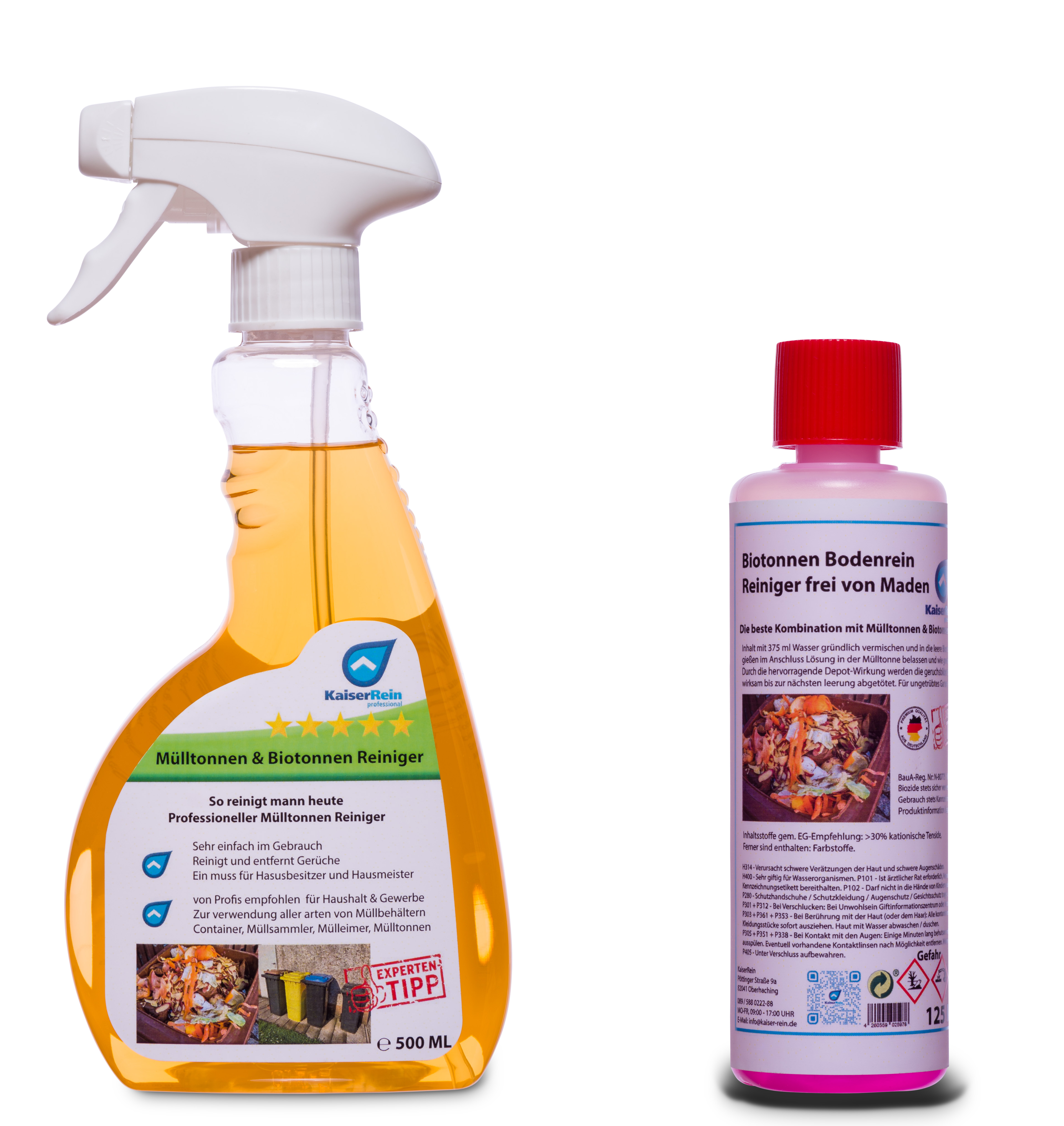 Set Mülltonnenreiniger & Biotonnenreiniger  0,5 L + Bodenreiniger Langzeit 125 ml