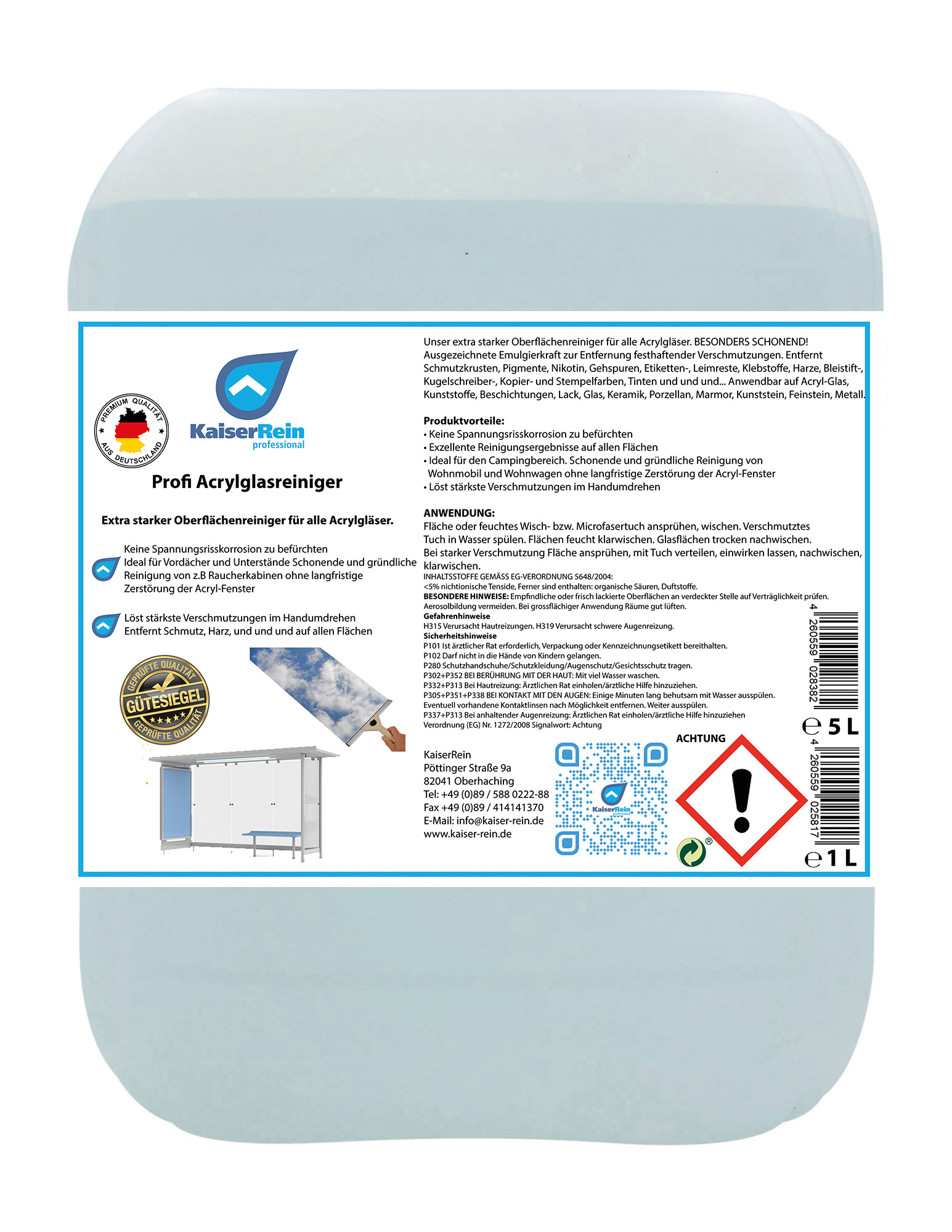 Profi Acrylglasreiniger 5 L Kanister Extra starker Oberflächenreiniger für alle Acrylgläser-Copy