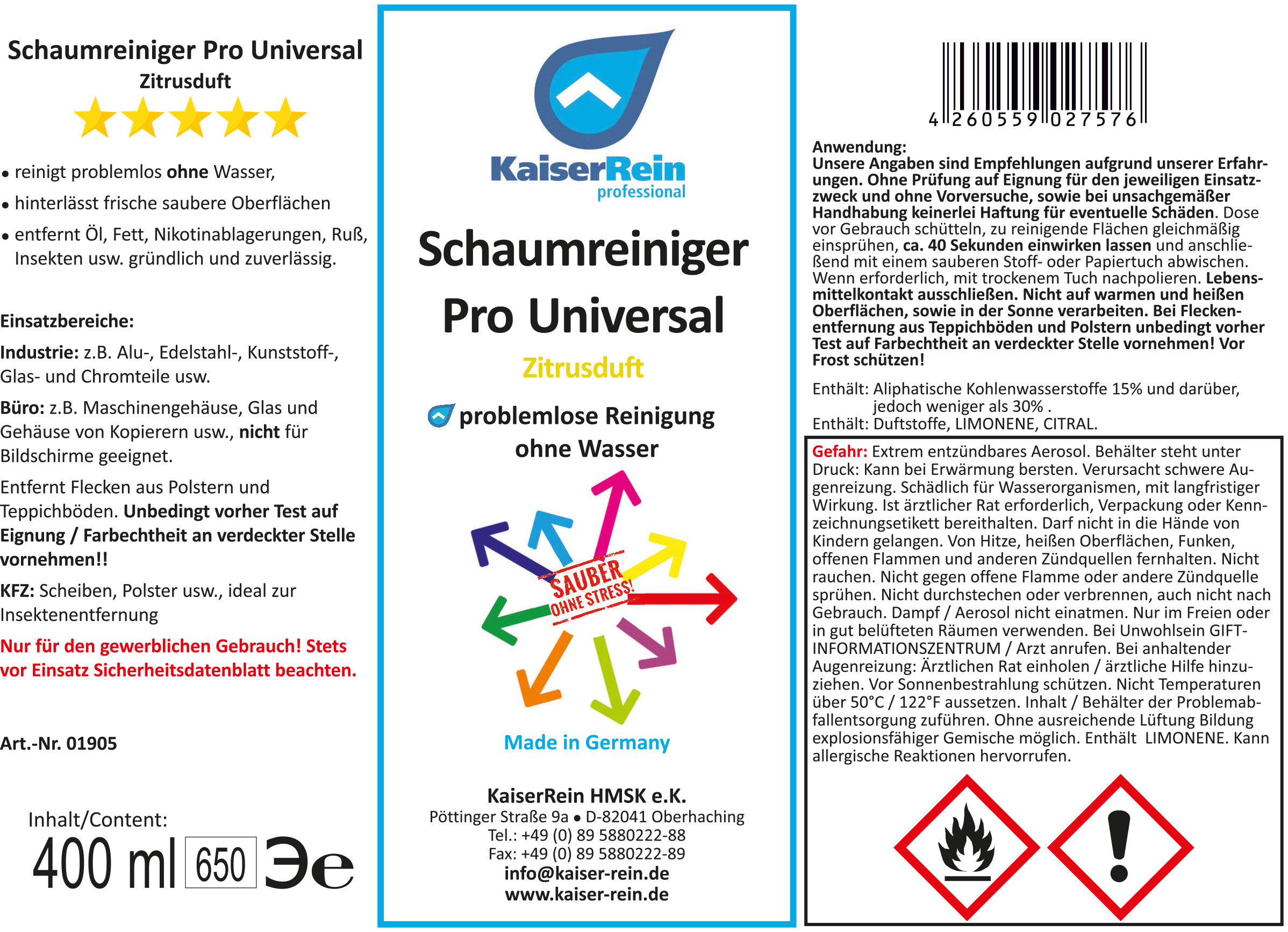 Schaumreiniger Pro Universal  Zitrusduft