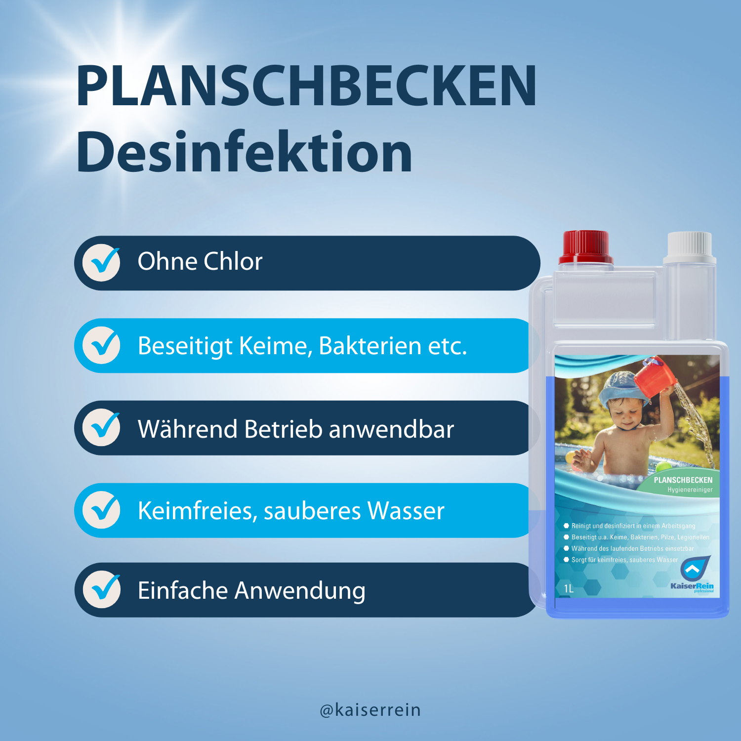 Planschbecken und Pool Desinfektion 5 L Kanister Spezialprodukt zur Desinfektion und Reinigung von Kinder- Planschbecken