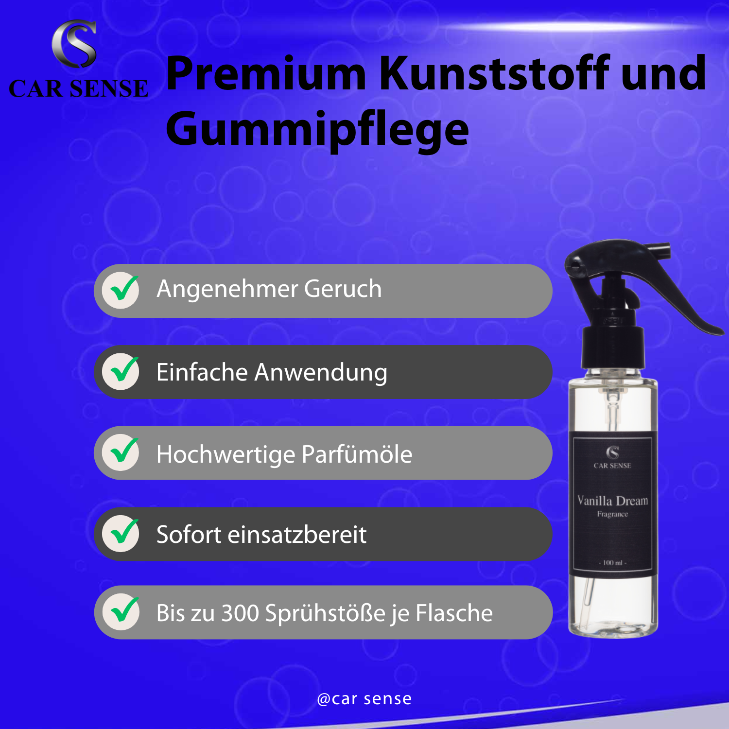 Car Sense Vanilla Dream Auto-parfüm 100 ml Sprühflasche der perfekte Duft für dein Fahrzeug