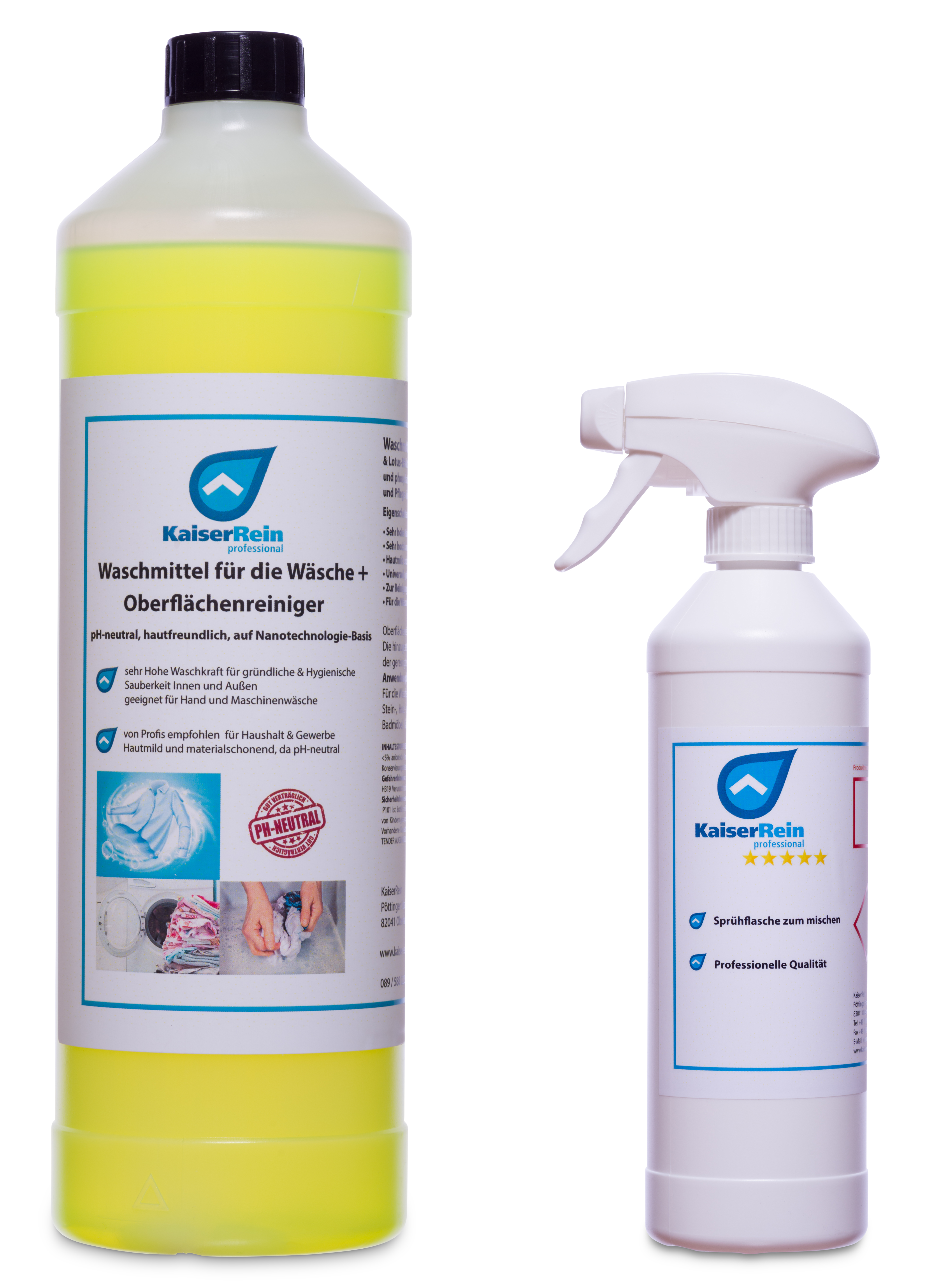 000010-992-Waschmittel-fuer-die-Waesche-1-L-freigestellt-mit-Leerflasche Waschmittel gelb 1 L  mit leerer Sprühflasche