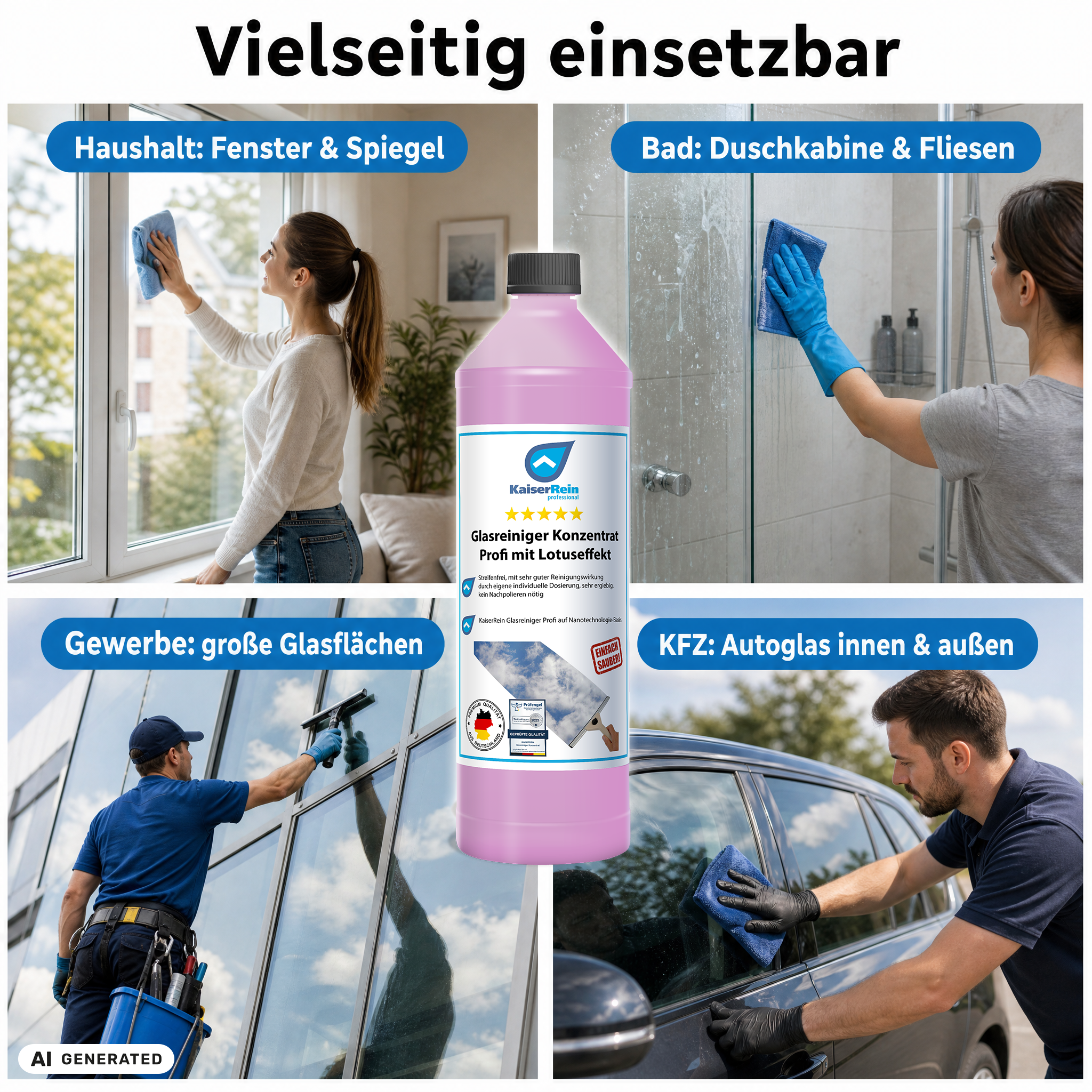Glasreiniger Konzentrat Profi mit Lotuseffekt 1L