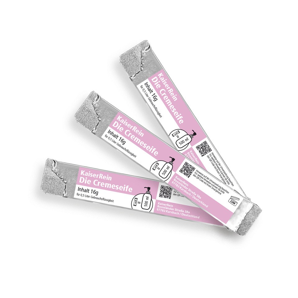 KaiserRein Schaumseife 3 Granulatbeutel zum Nachfüllen - Nachhaltige Schaumseife Nachfüllpackung - 800-1000 ml - Rosenduft - Silikonfrei