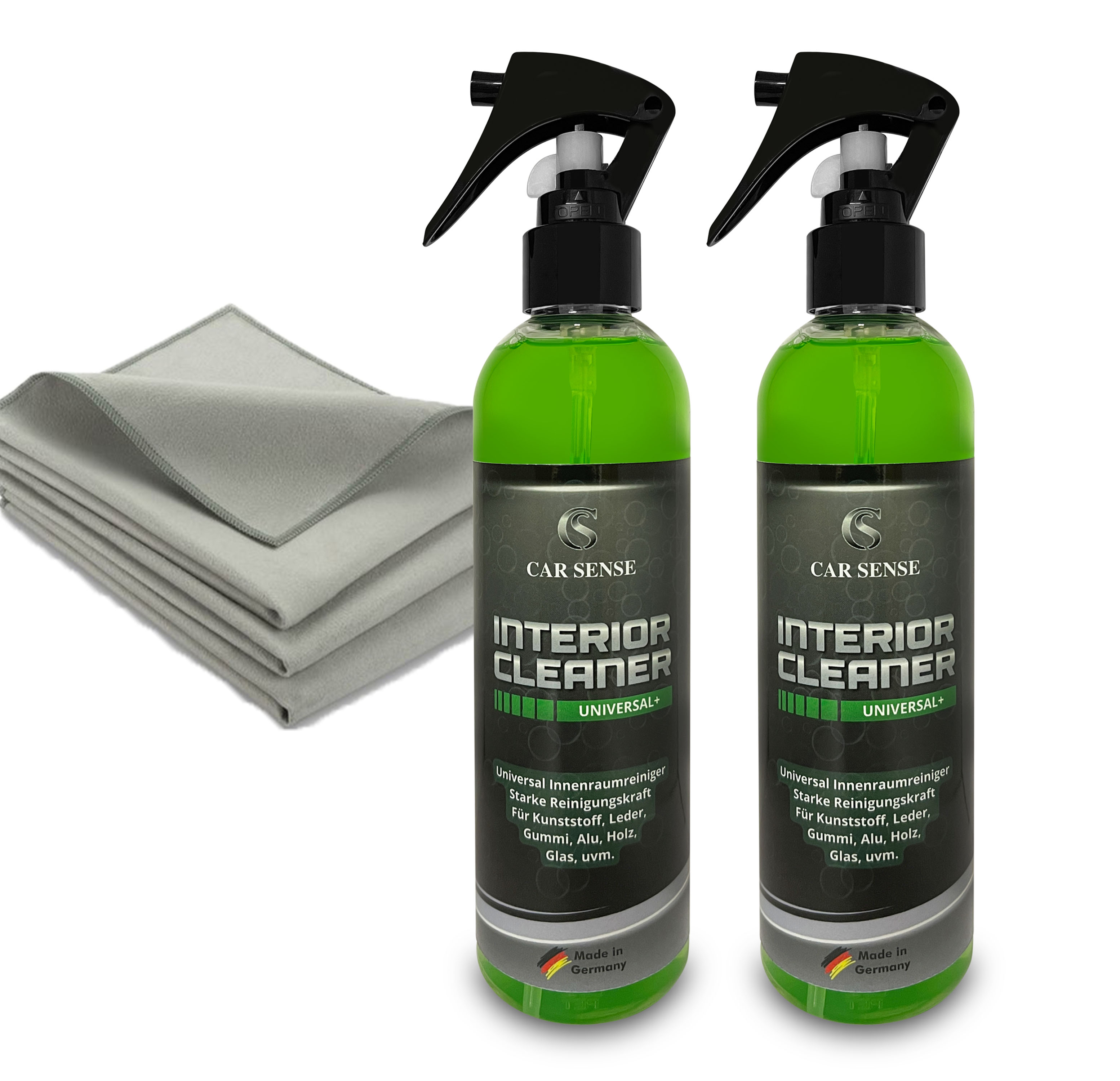 Car Sense Set Interior Cleaner Universal+ 0,25L (2x0,25L) 1x High-End Reinigungstuch für Innenraum &