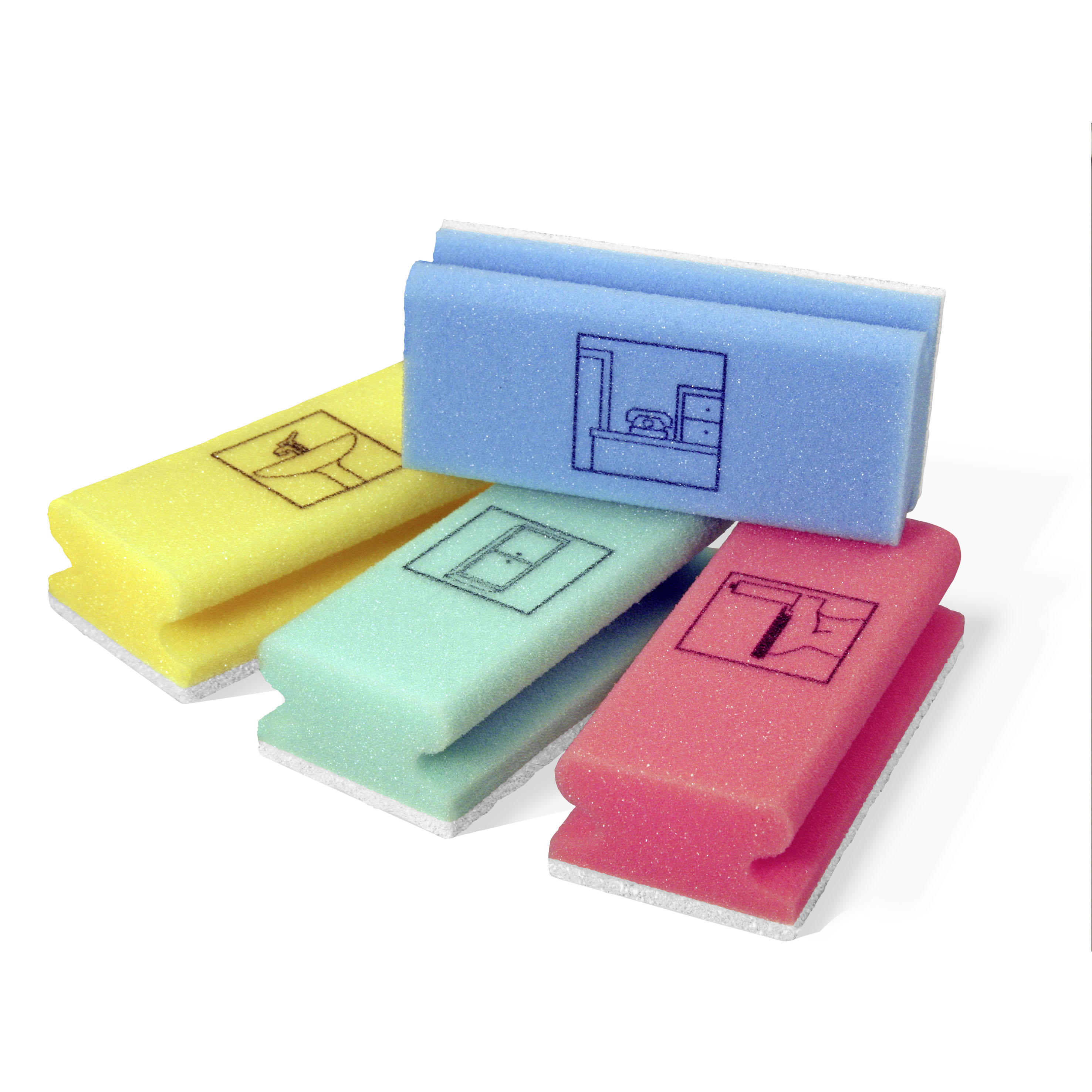 Piktogramm Schwamm "Sanitär" gelb I "WC" rot I "Büro blau" I "Küche grün" einzeln pro Farbe & Stück