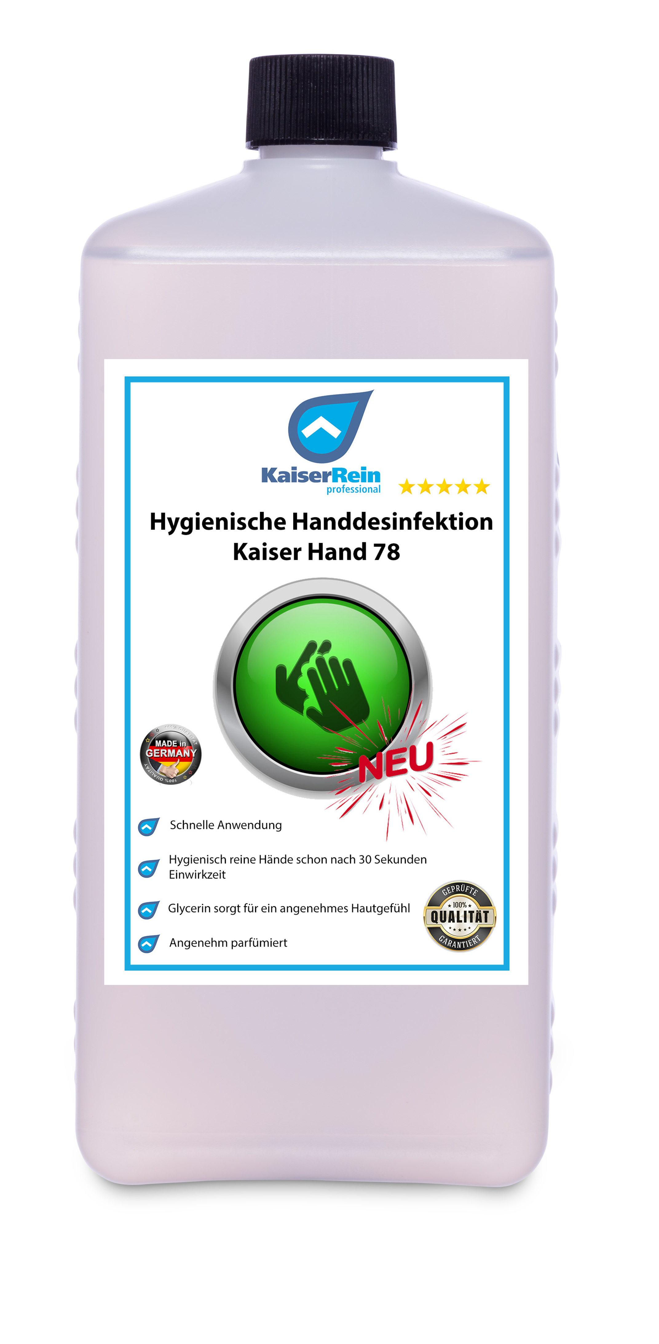 n Hygienische Handdesinfektion Kaiser Hand 78 1 L für die  schnelle, hygienische Anwendung