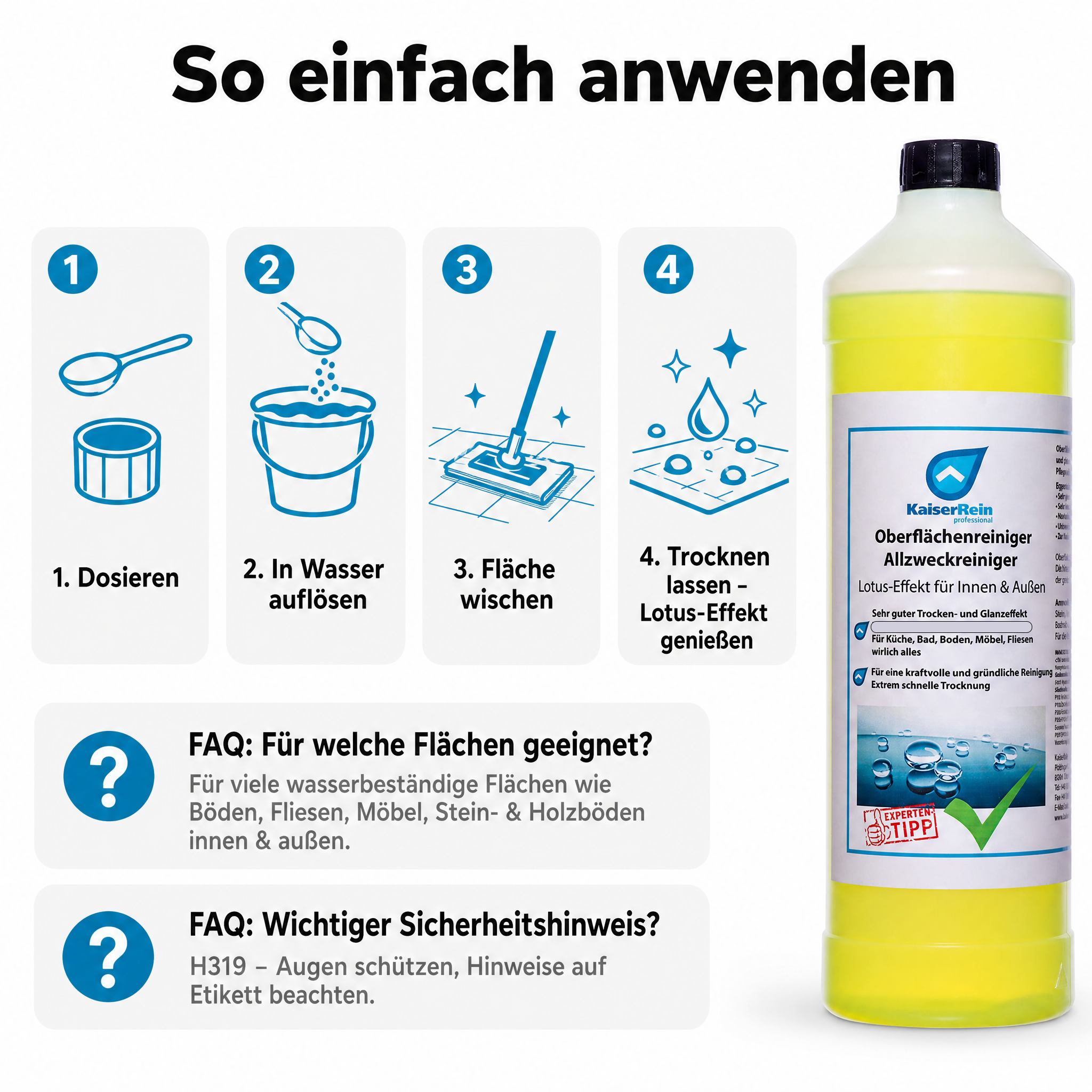Oberflächenreiniger Allzweckreiniger  Lotus-Effekt für Innen & Außen ein Produkt auf Nanotechnologie