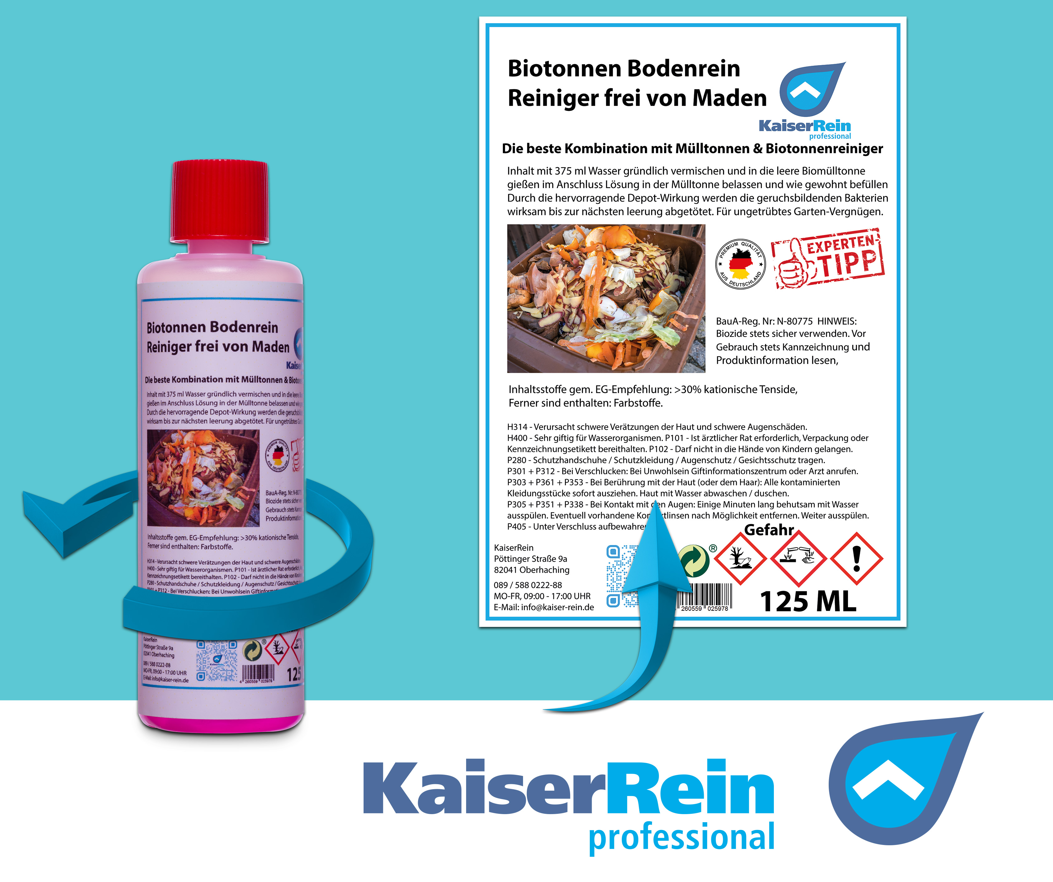 Biotonnen & Mülltonnen Bodenrein Reiniger  frei von Marden 125 ml