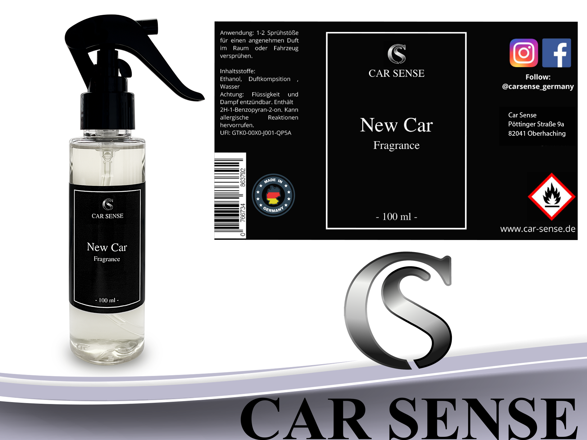 Car Sense New Car Auto-parfüm 100 ml Sprühflasche der perfekte Duft für dein Fahrzeug