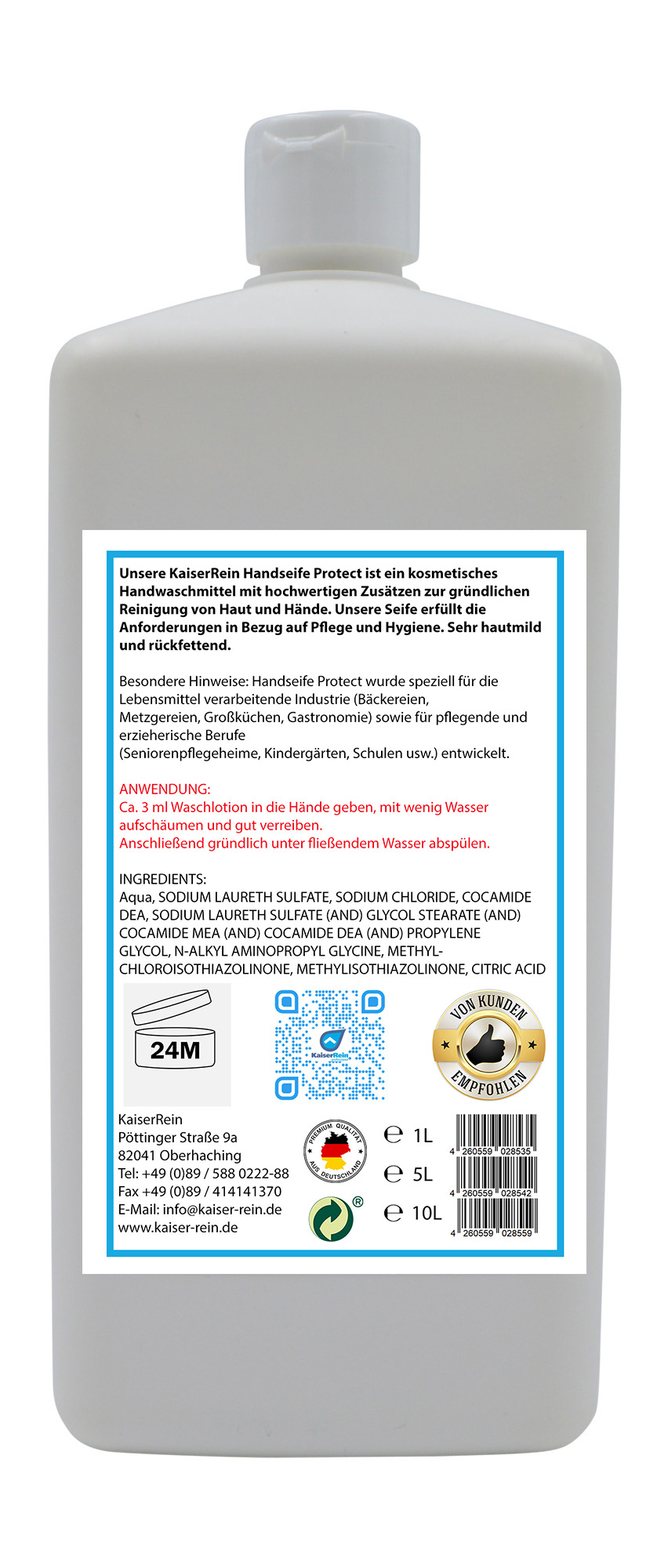 Handseife Protect 1 L wirkt antibakteriell Hygienische hautschonende Handseife