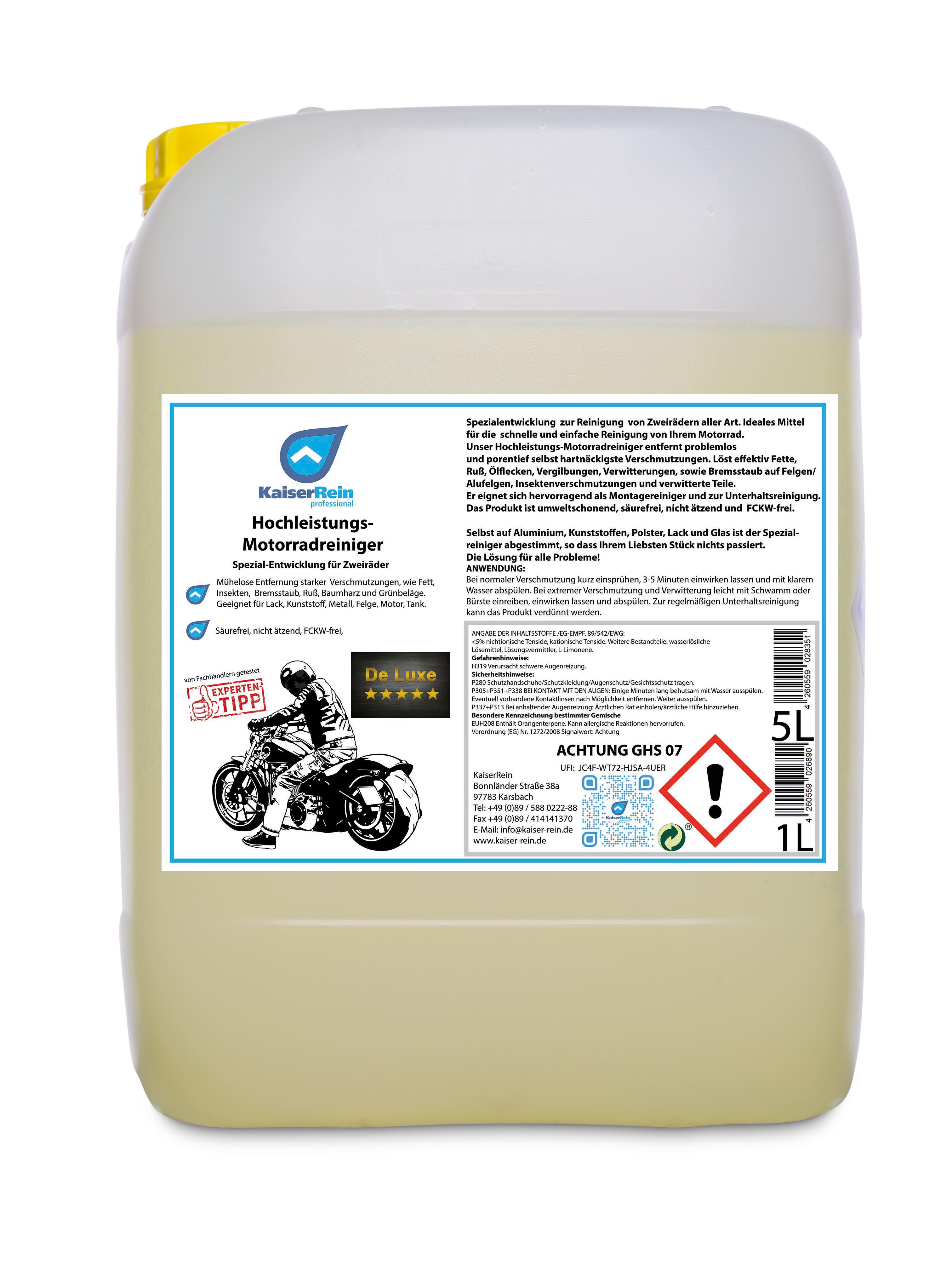 Hochleistungs-   Motorrad- und Zweirad-Reiniger 5 L Kanister Spezial-Entwicklung für Zweiräder