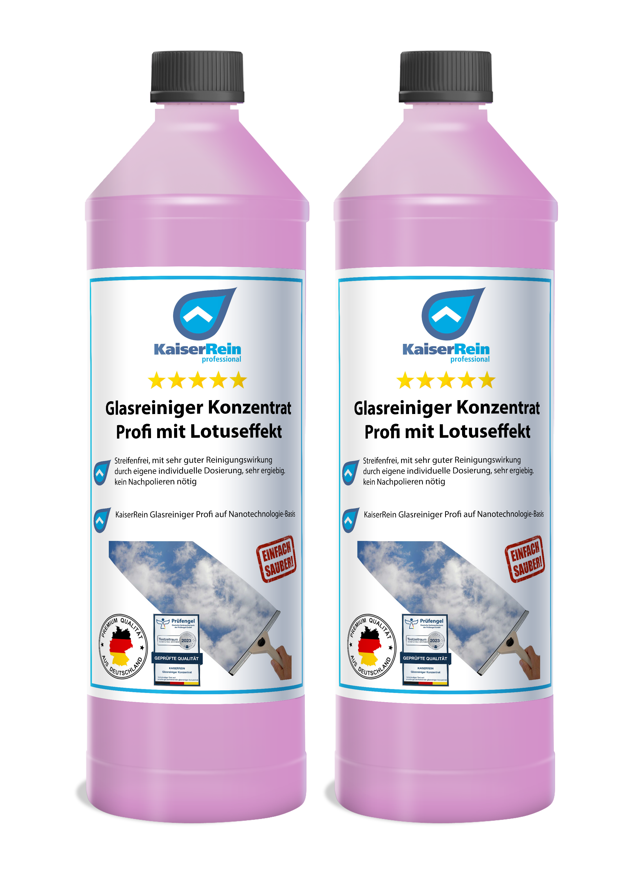 Glasreiniger Konzentrat Profi mit Lotuseffekt 2x1L