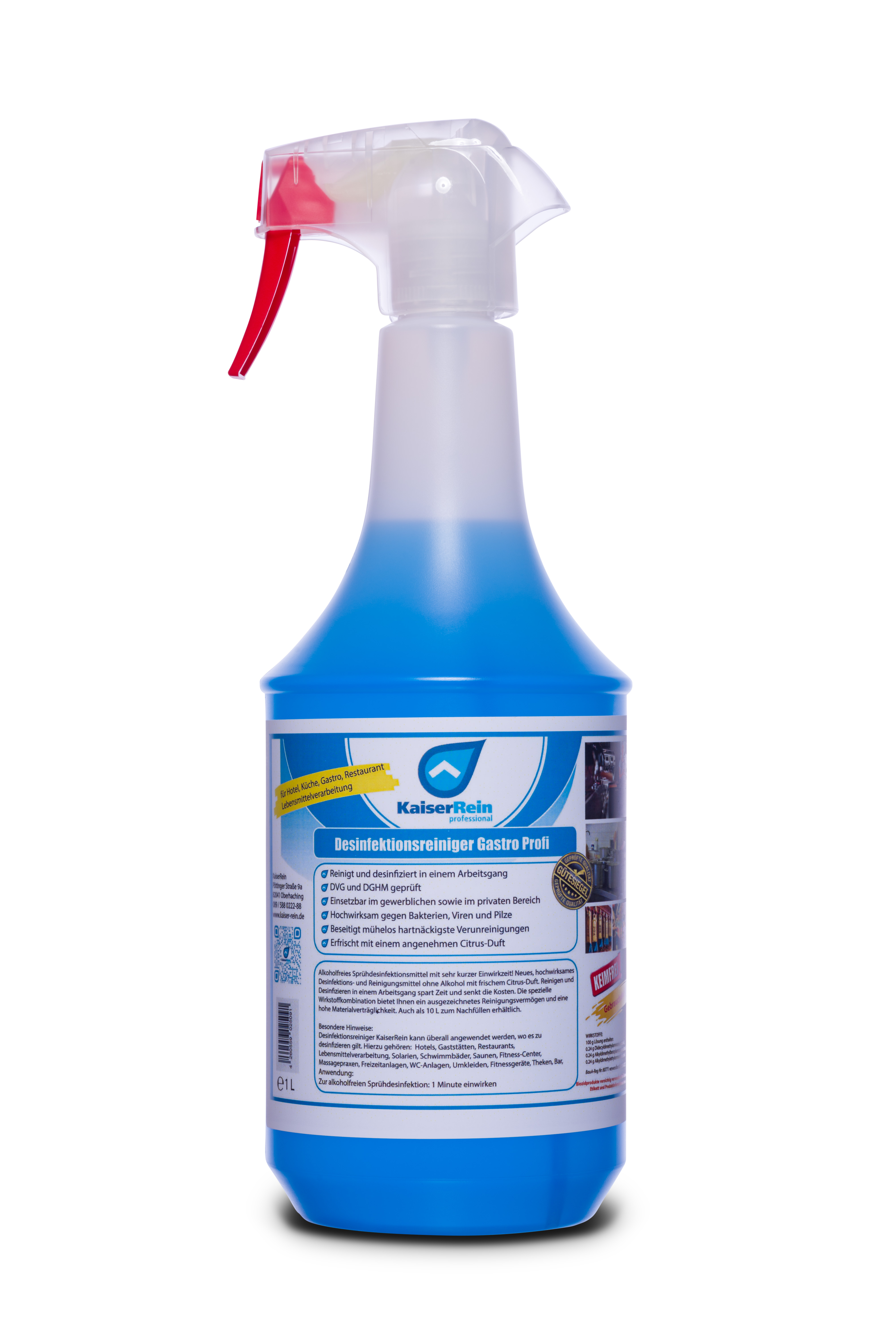 DES-Gastro-freigestellt-1-L-426-Spruehflaschen-Delivery Profi Desinfektions Reiniger Gastro 1000 ml