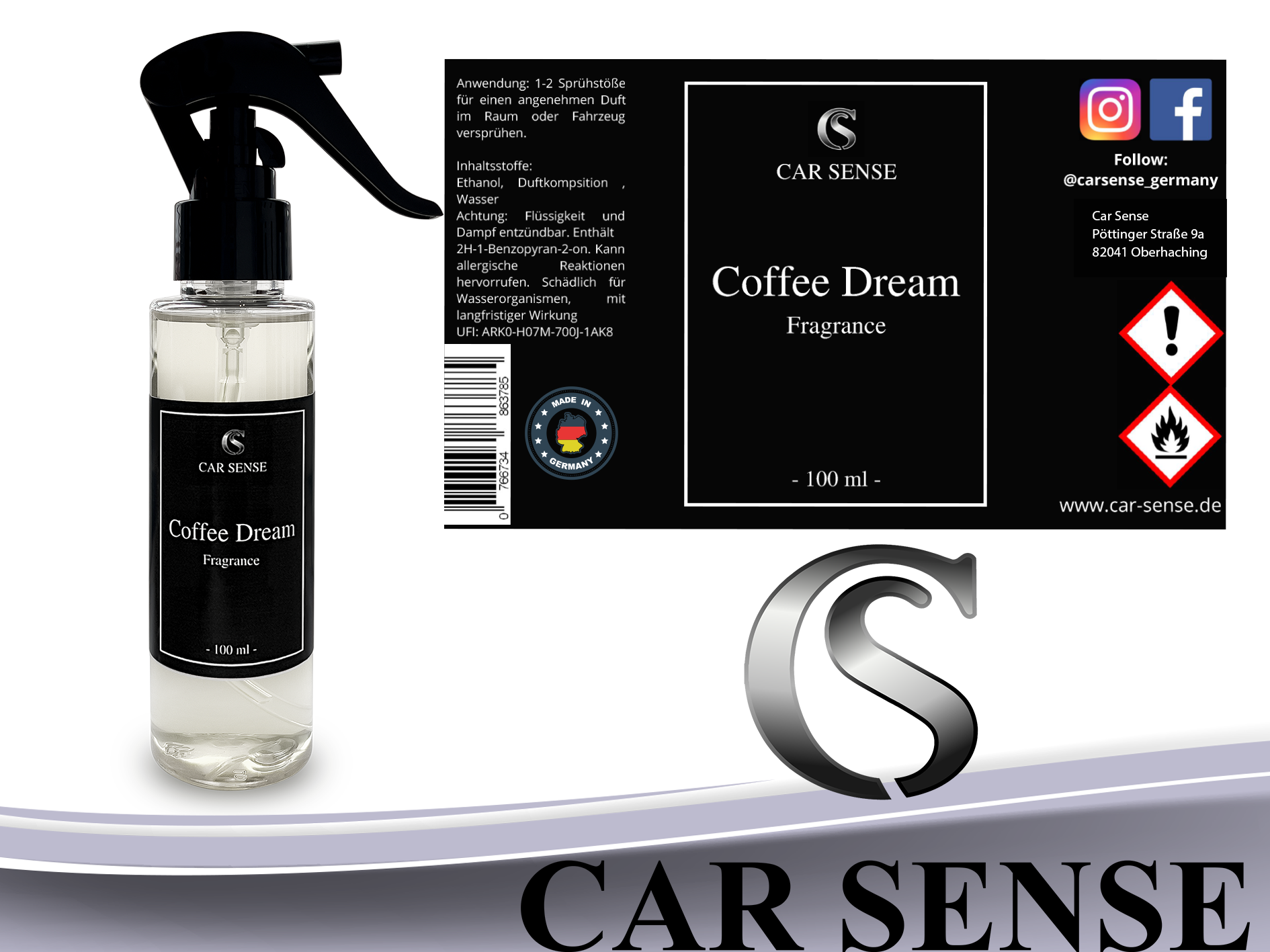 Car Sense Coffee Dream Auto-parfüm 100 ml Sprühflasche der perfekte Duft für dein Fahrzeug