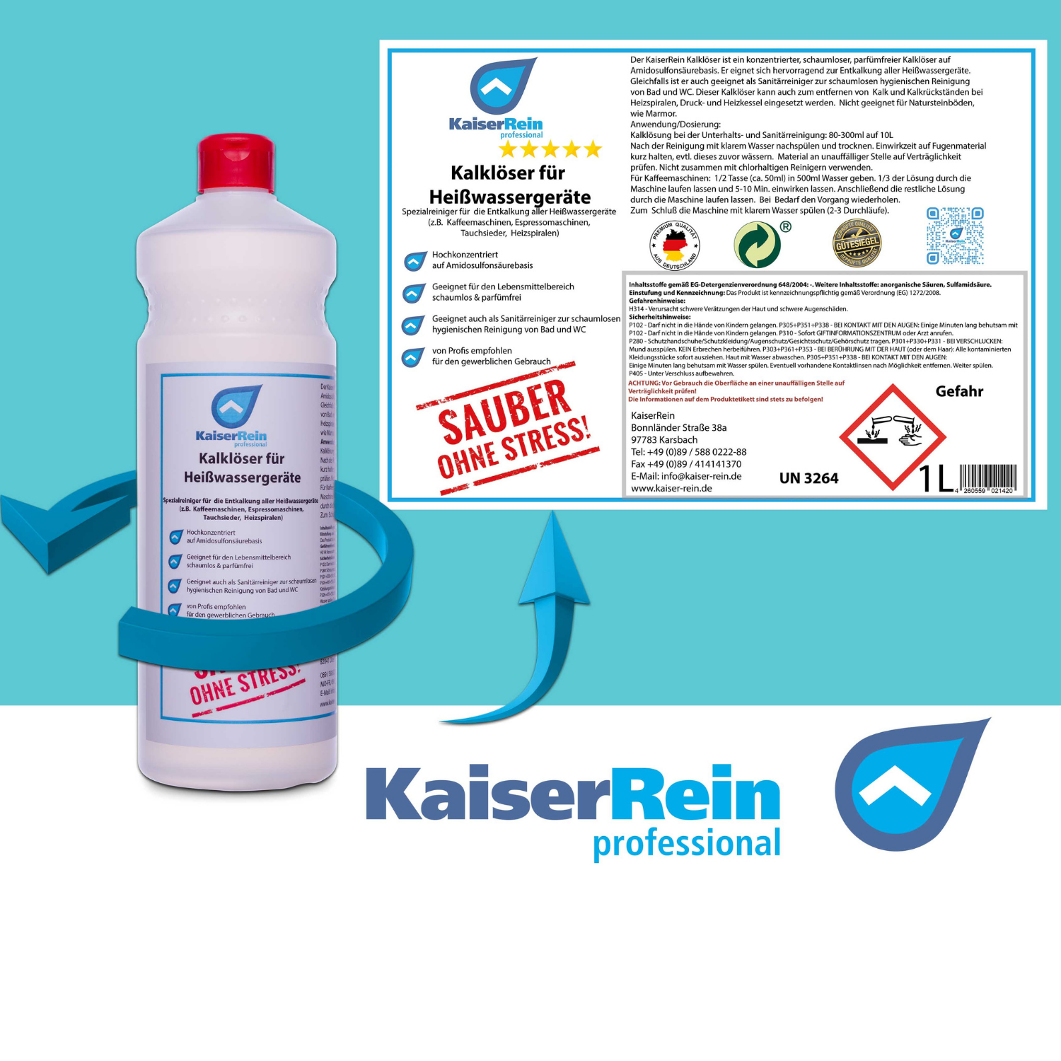 Kalklöser flüssig zur Entkalkung von Heißwassergeräten wie z.B. Kaffeemaschinen