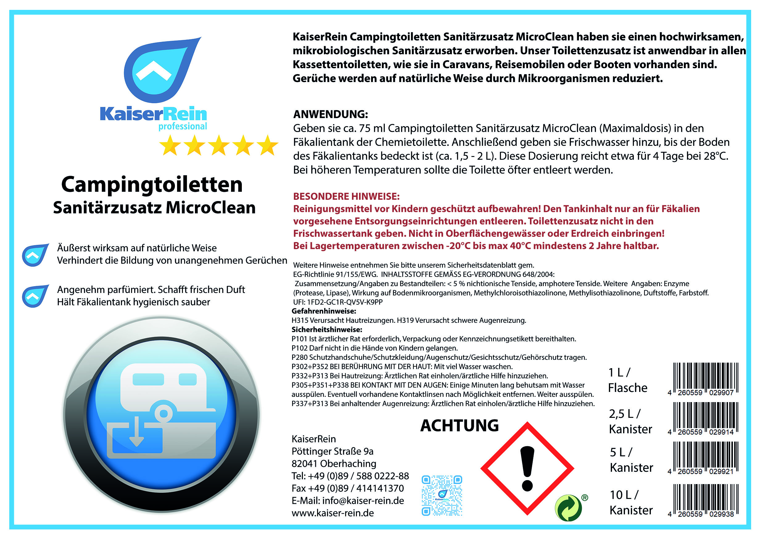 Campingtoiletten Sanitärzusatz MicroClean