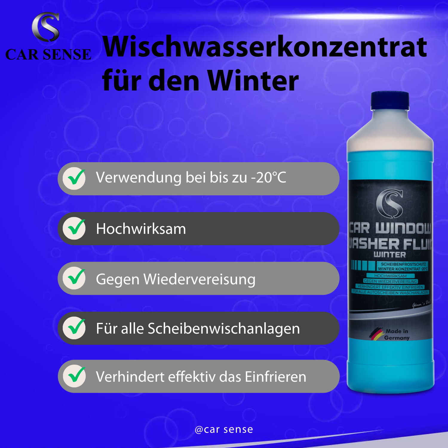 1 Liter 1000 ml SCHEIBENFROSTSCHUTZ KONZENTRAT BIS - 70 GRAD von  CleanPrince, Winterfrostschutz Frostschutz Scheibenklar Scheibenreiniger