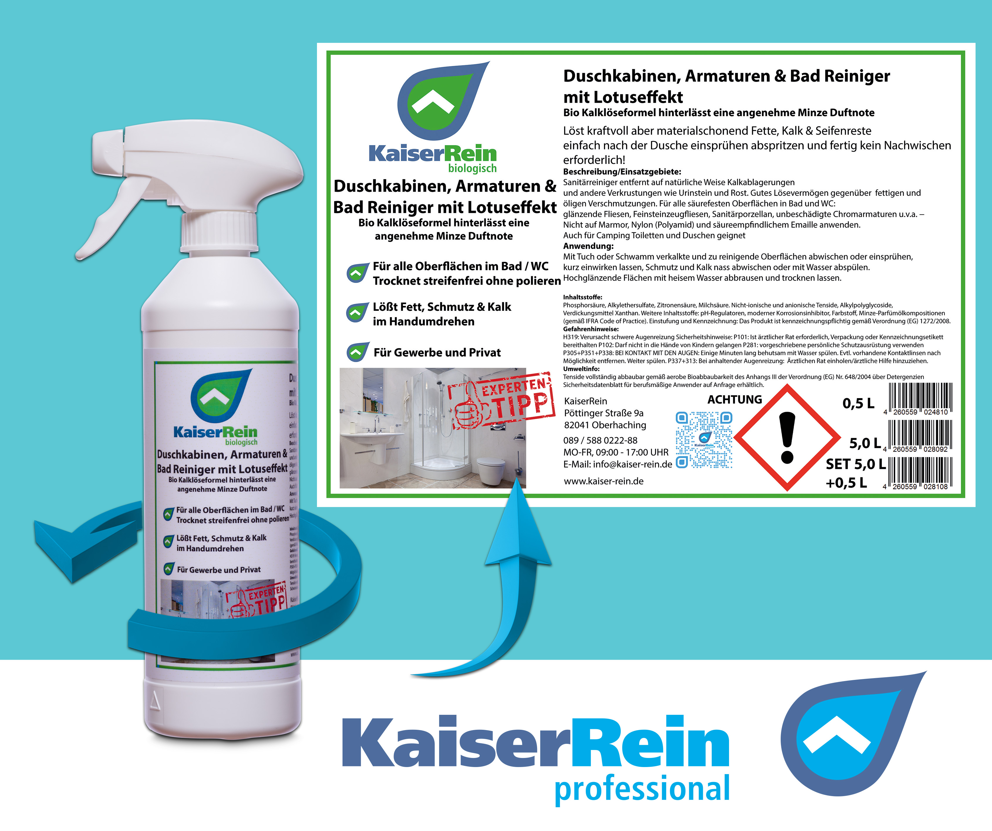 Duschkabinen, Armaturen & Bad Reiniger  mit Lotuseffekt Bio