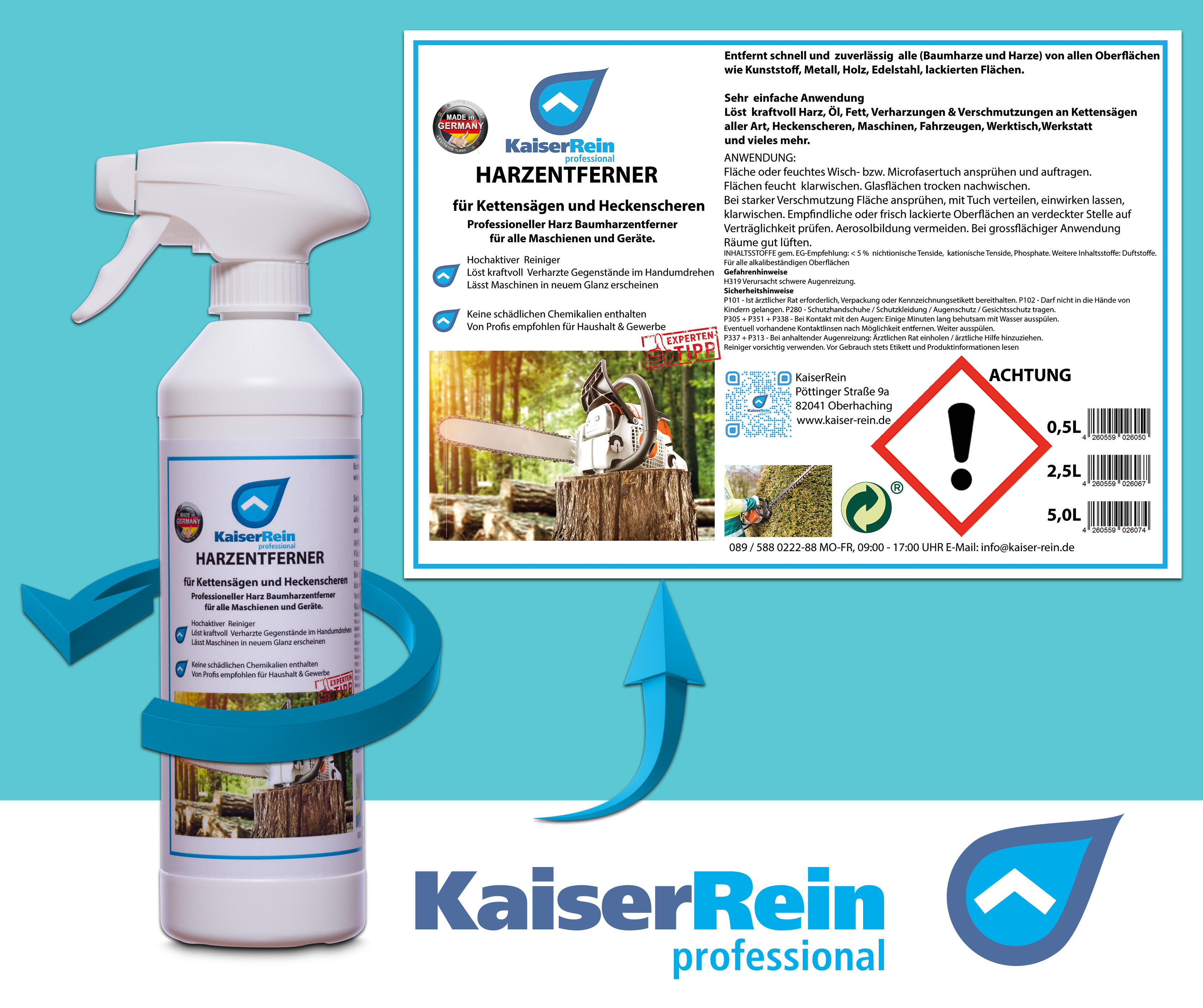 Harzentferner / Baumharzentferner für 0,5 L Spray Kettensägen, Motorsägen, Heckenscheren & Maschinen