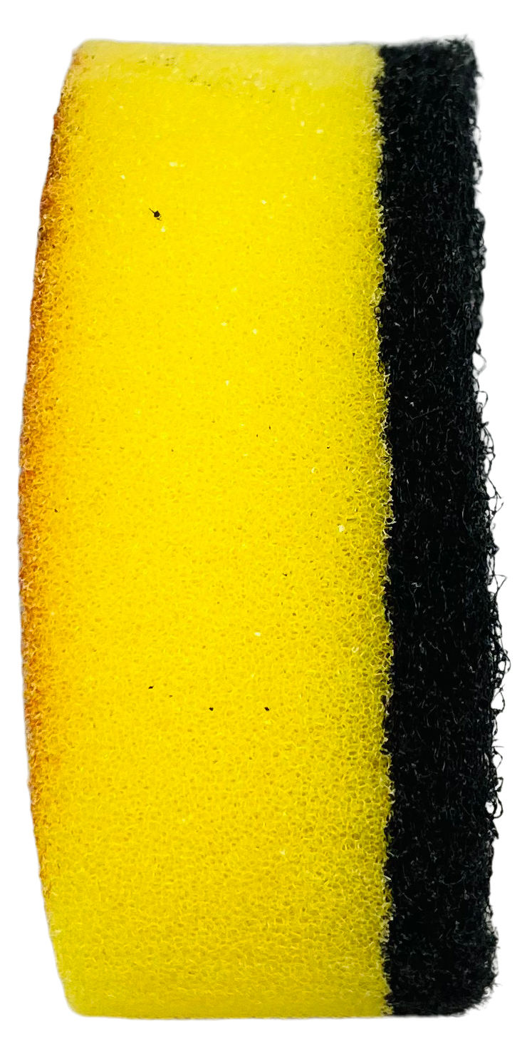 Topfreiniger ohne Griff, RUND, BEDRUCKT SMILIES "LACHEND gelb/schwarz, Größe: 78 x 78 x 30 mm