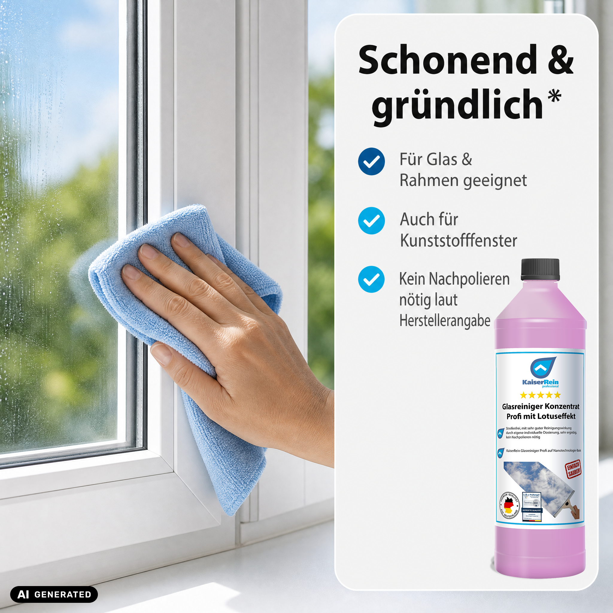 Glasreiniger Konzentrat Profi mit Lotuseffekt 1L