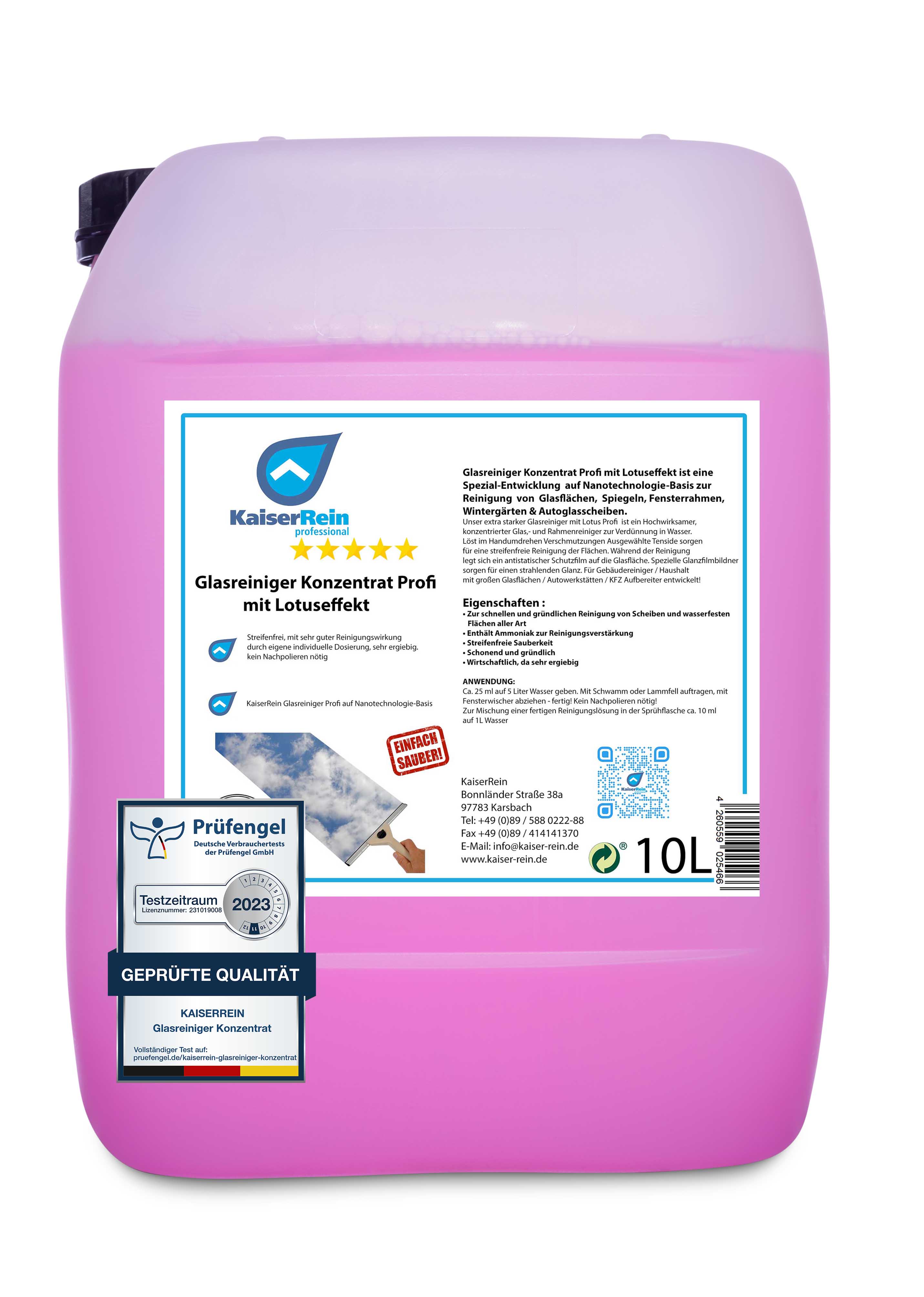 Glasreiniger Konzentrat Profi mit Lotuseffekt 10L