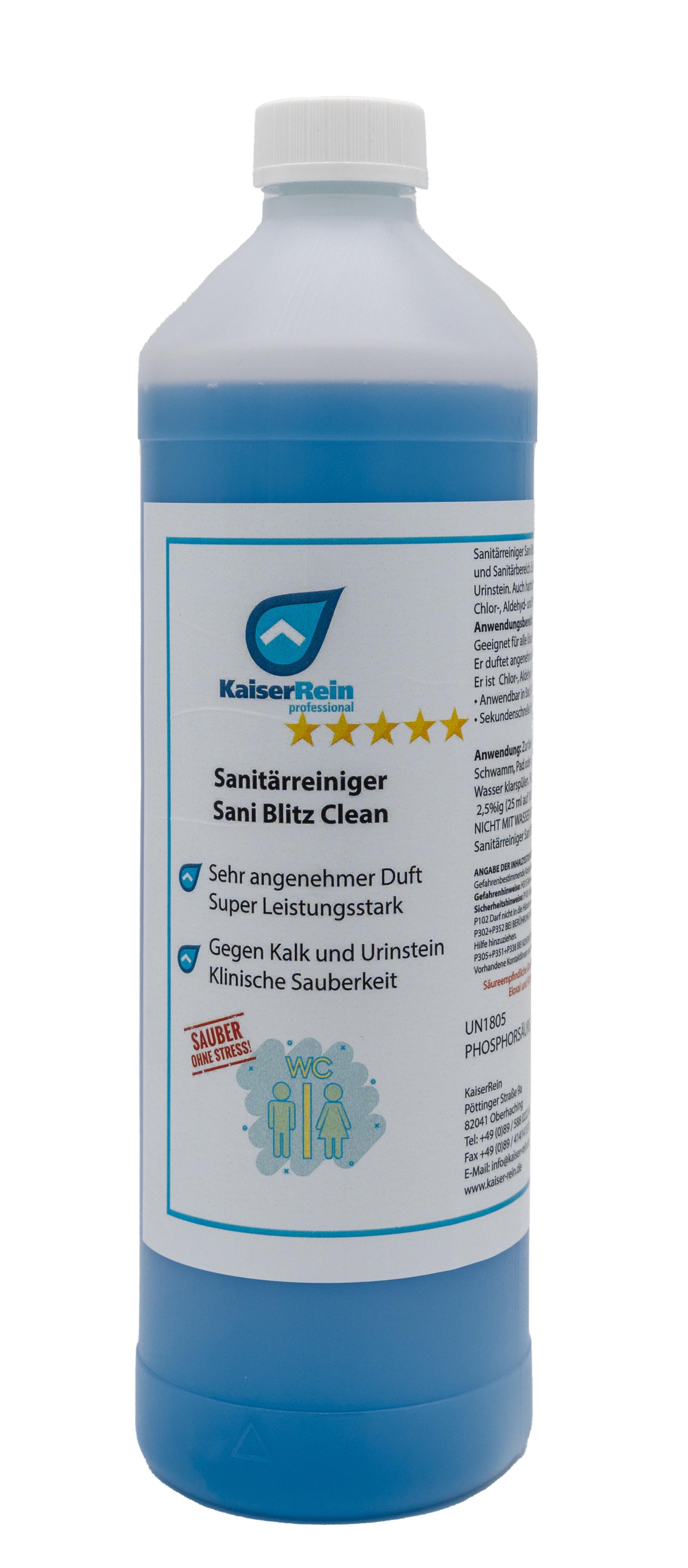 Sanitärreiniger Sani Blitz Clean 1 L Profi Reiniger Extra stark mit sehr gutem Geruch