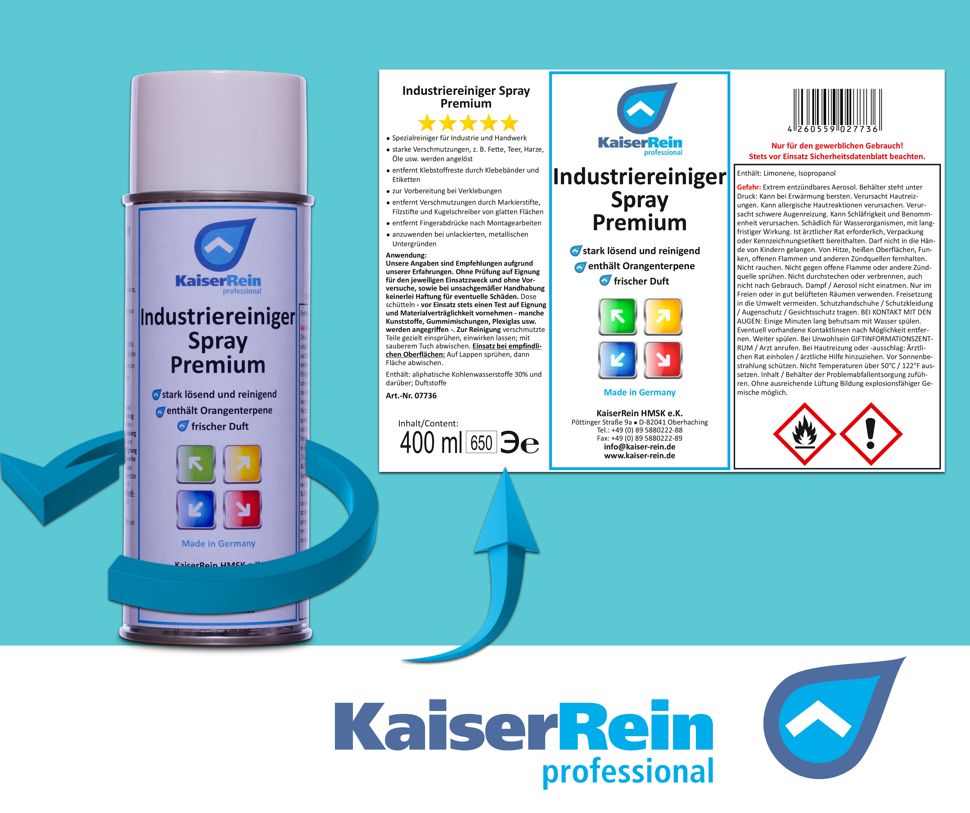 Industriereiniger Spray Premium stark lösend und reinigend entfernt Verschmutzungen