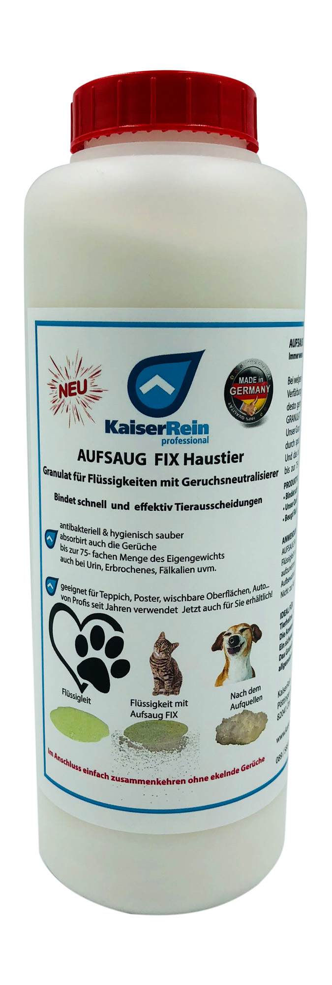 AUFSAUG FIX Granulat für Flüssigkeiten mit Geruchsneutralisierer Haustier